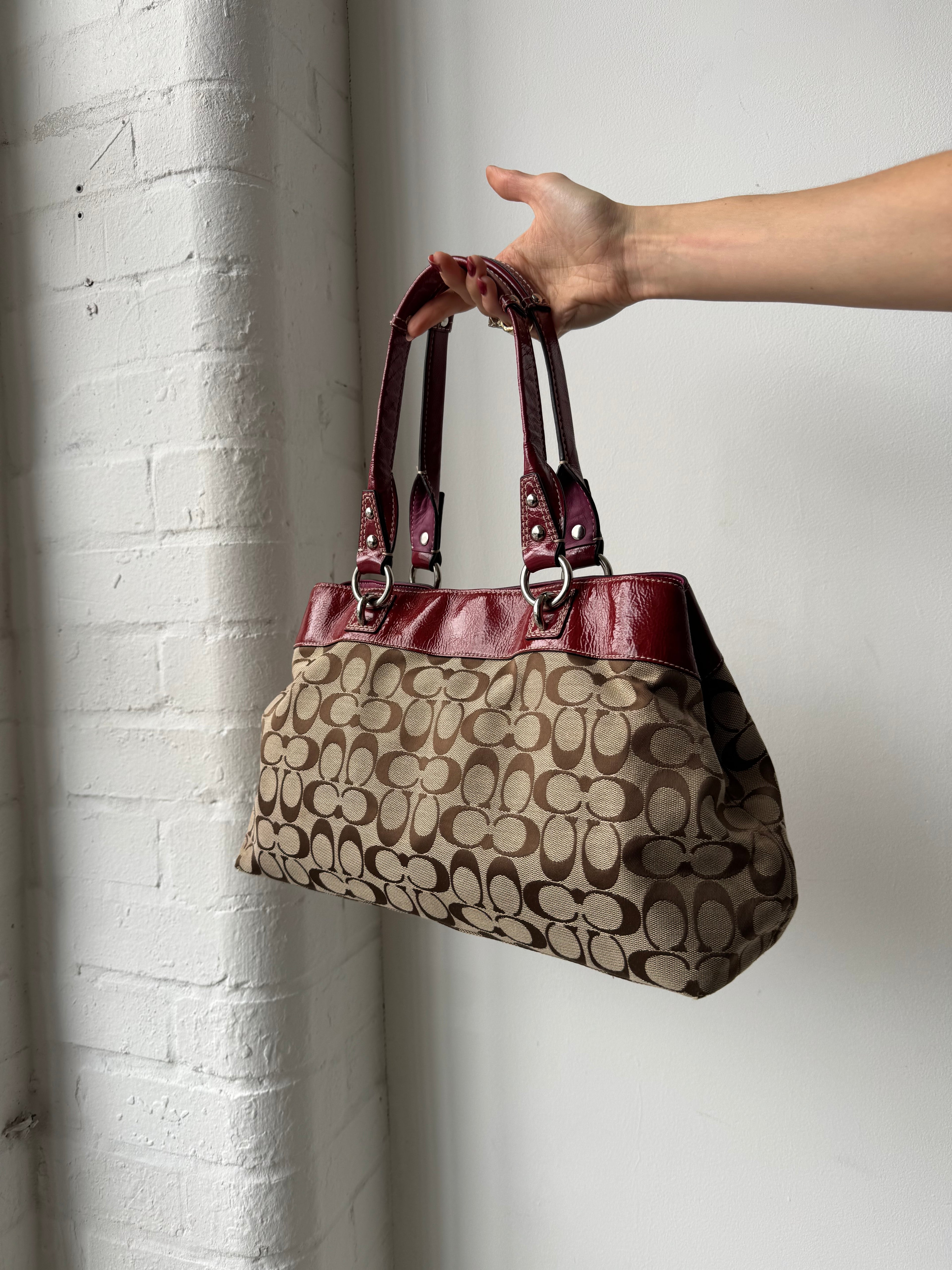 Vintage Y2K coach monogram shoulder bag red leather