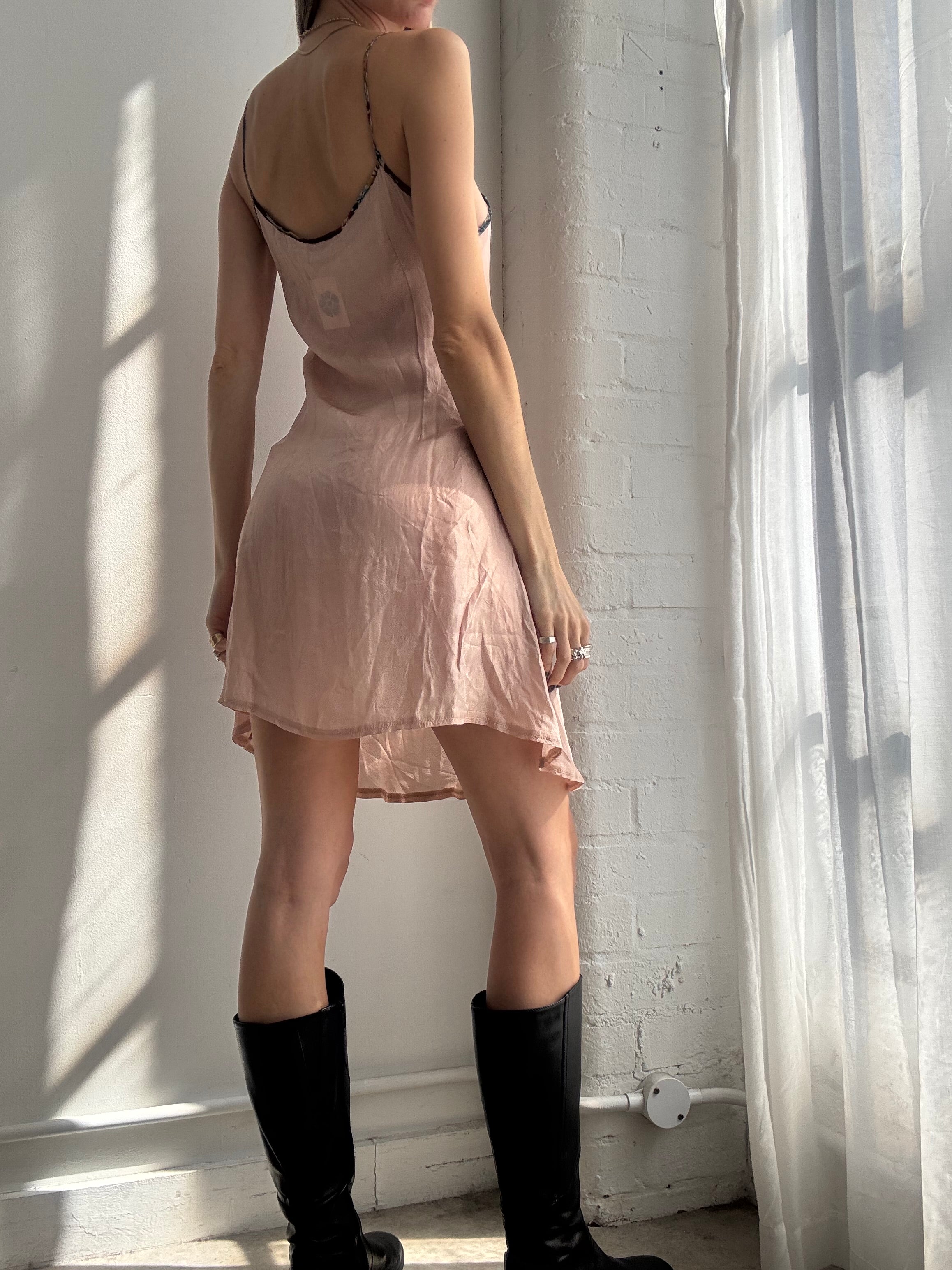 Vintage Y2K blush pink slip dress - Size M