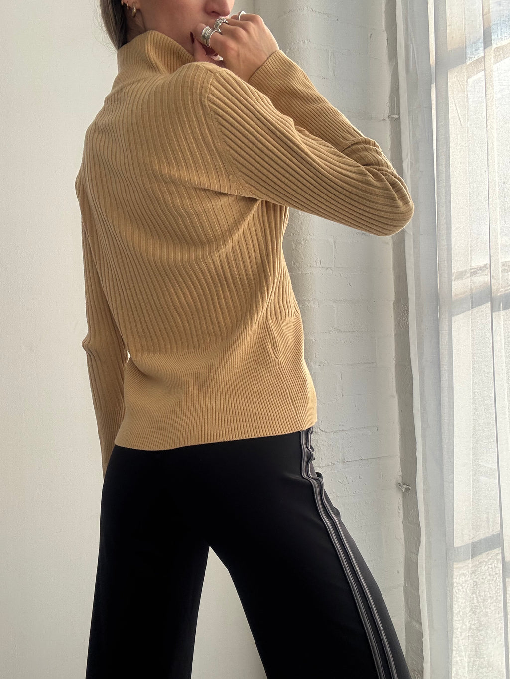 Vintage Y2K tan dual zip jumper