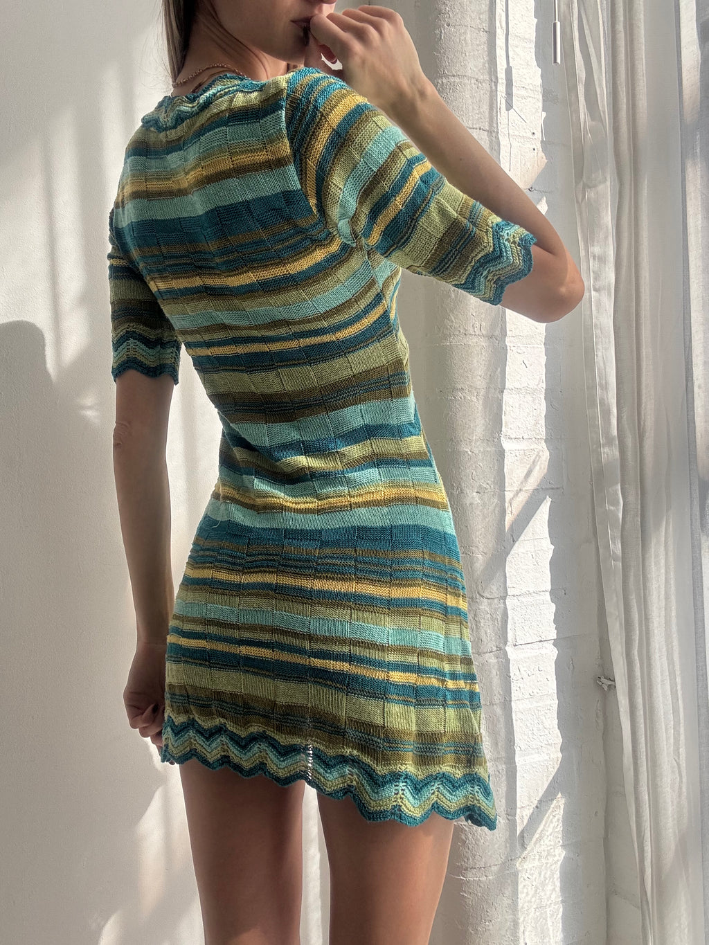 Vintage Y2K striped knit mini dress - Size S