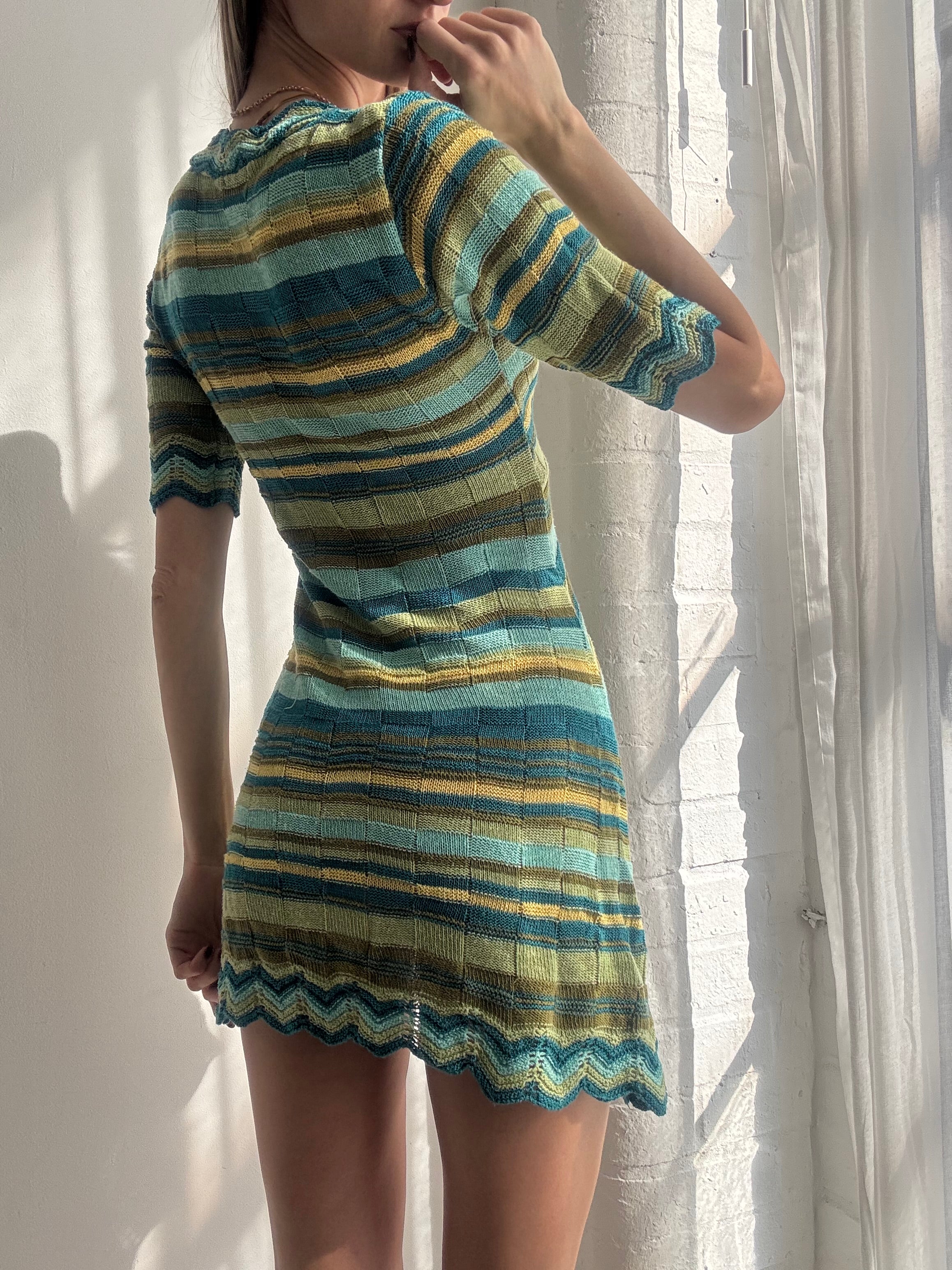 Vintage Y2K striped knit mini dress - Size S