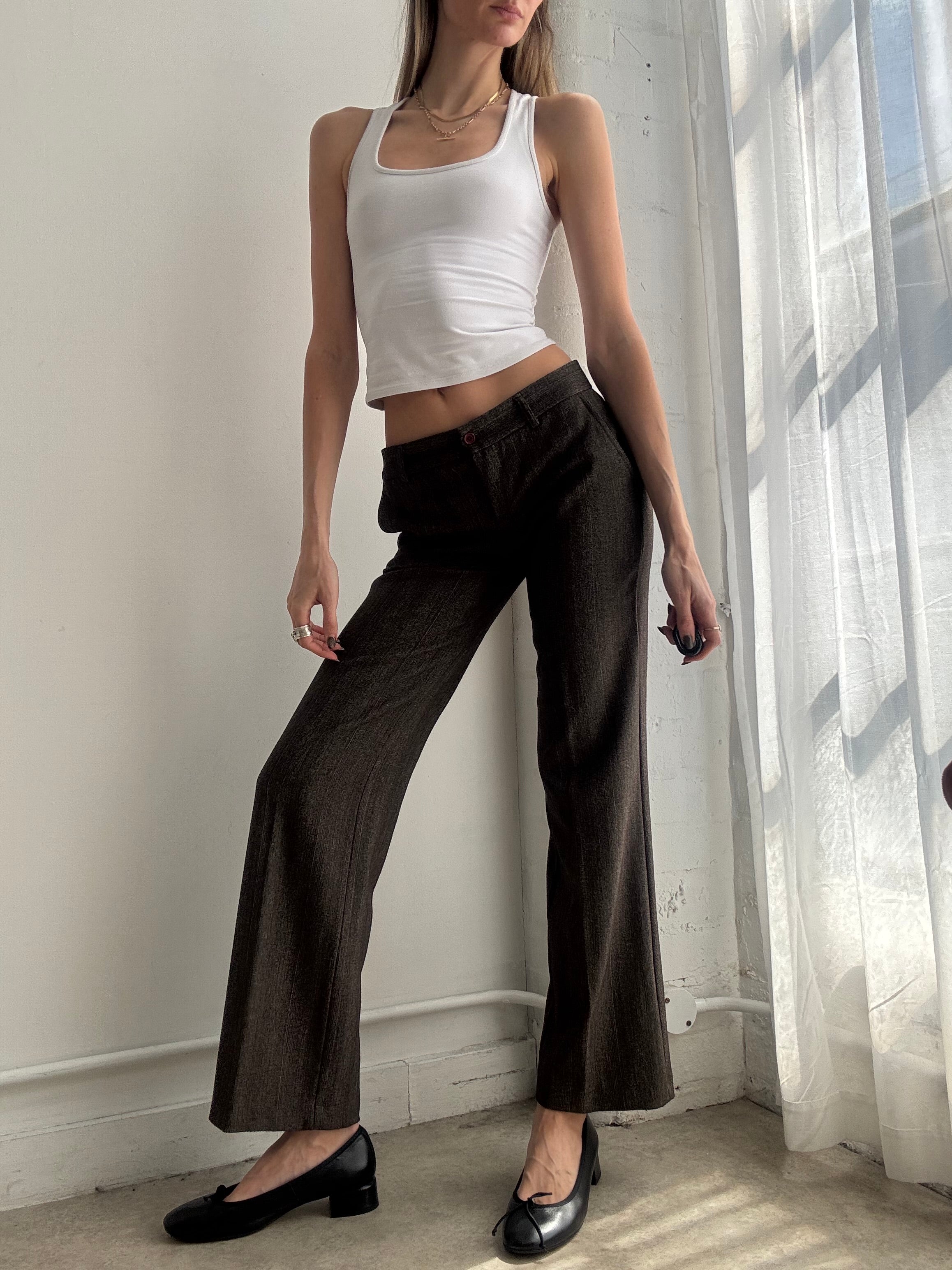 Vintage Y2K brown low rise suit pants - Size XS
