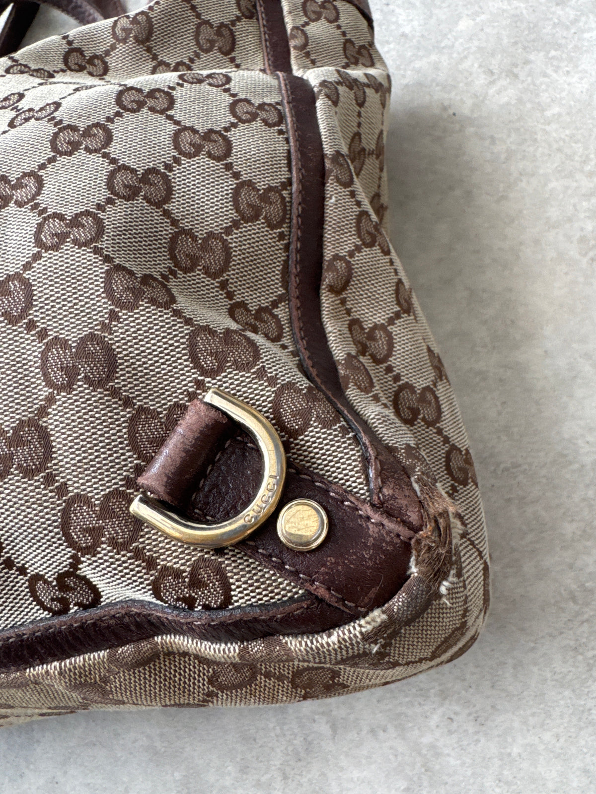 Vintage Gucci GG Monogram Abby Brown Tote Shoulder Bag