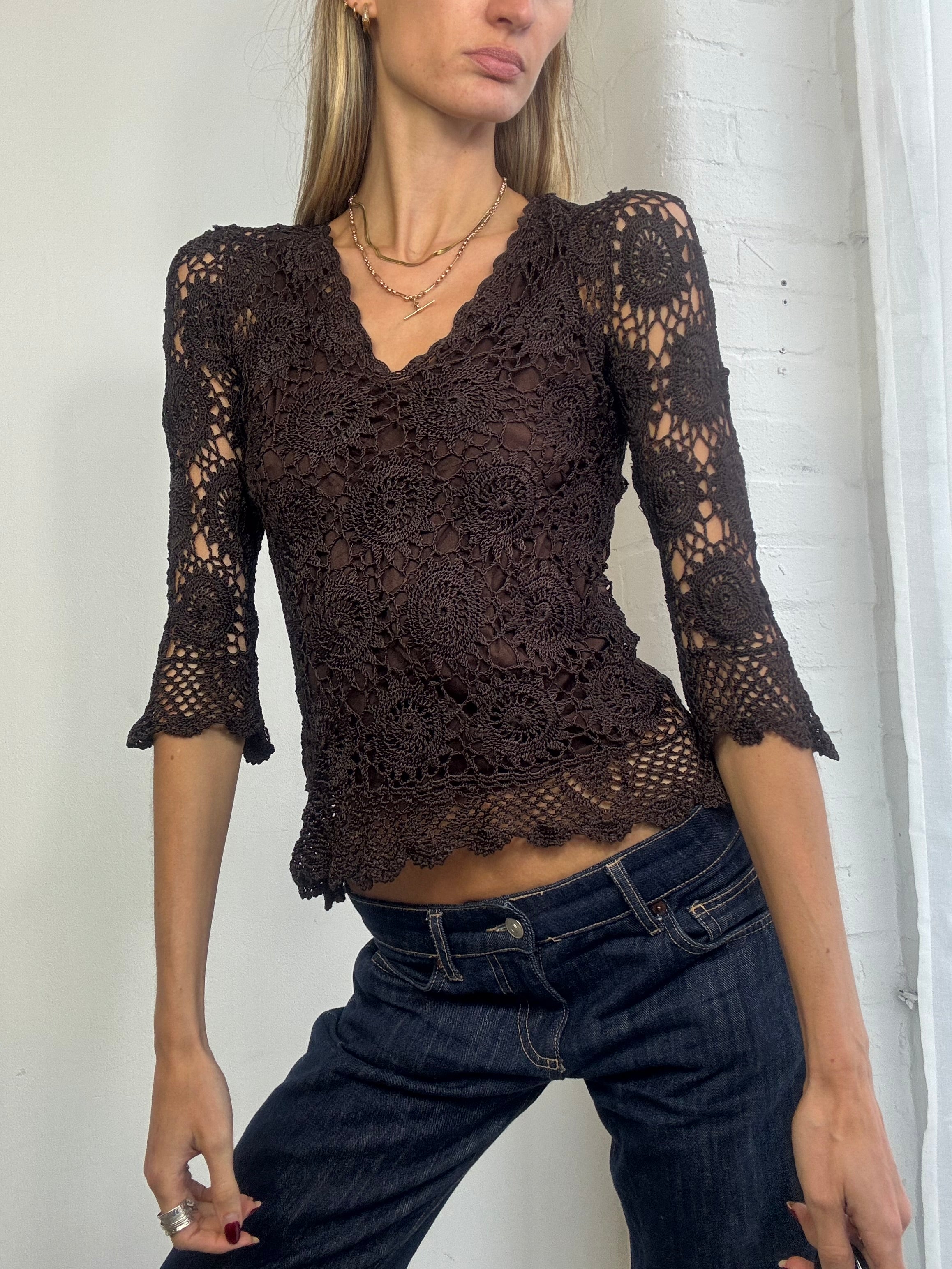 Vintage brown crochet top