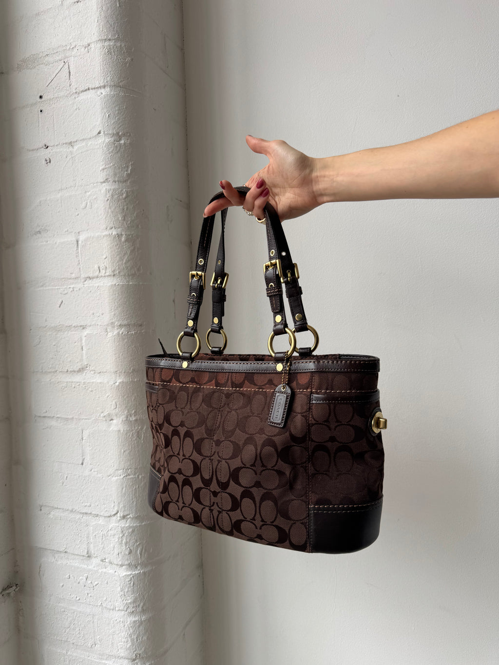 Vintage Y2K coach monogram shoulder bag brown