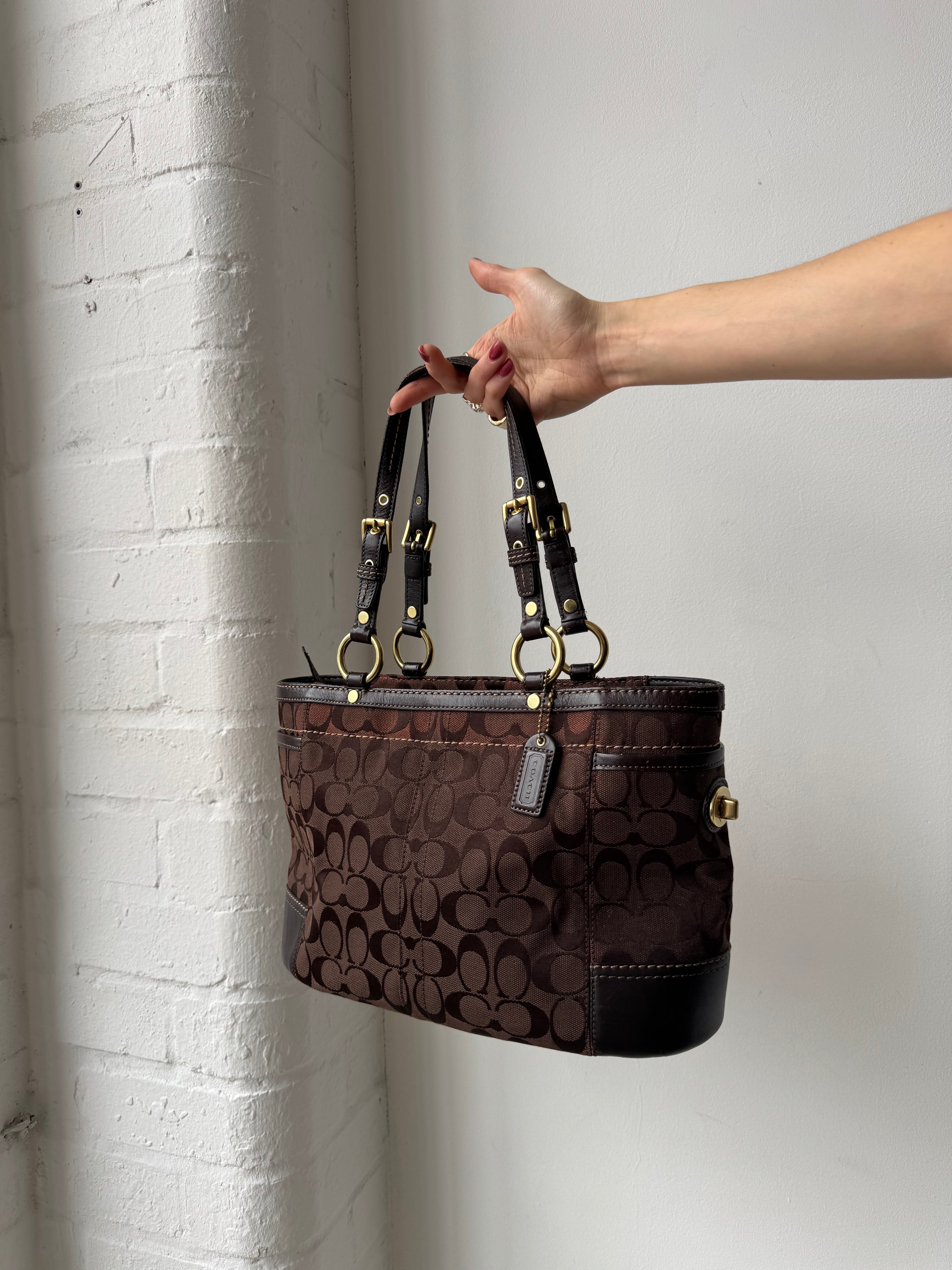 Vintage Y2K coach monogram shoulder bag brown