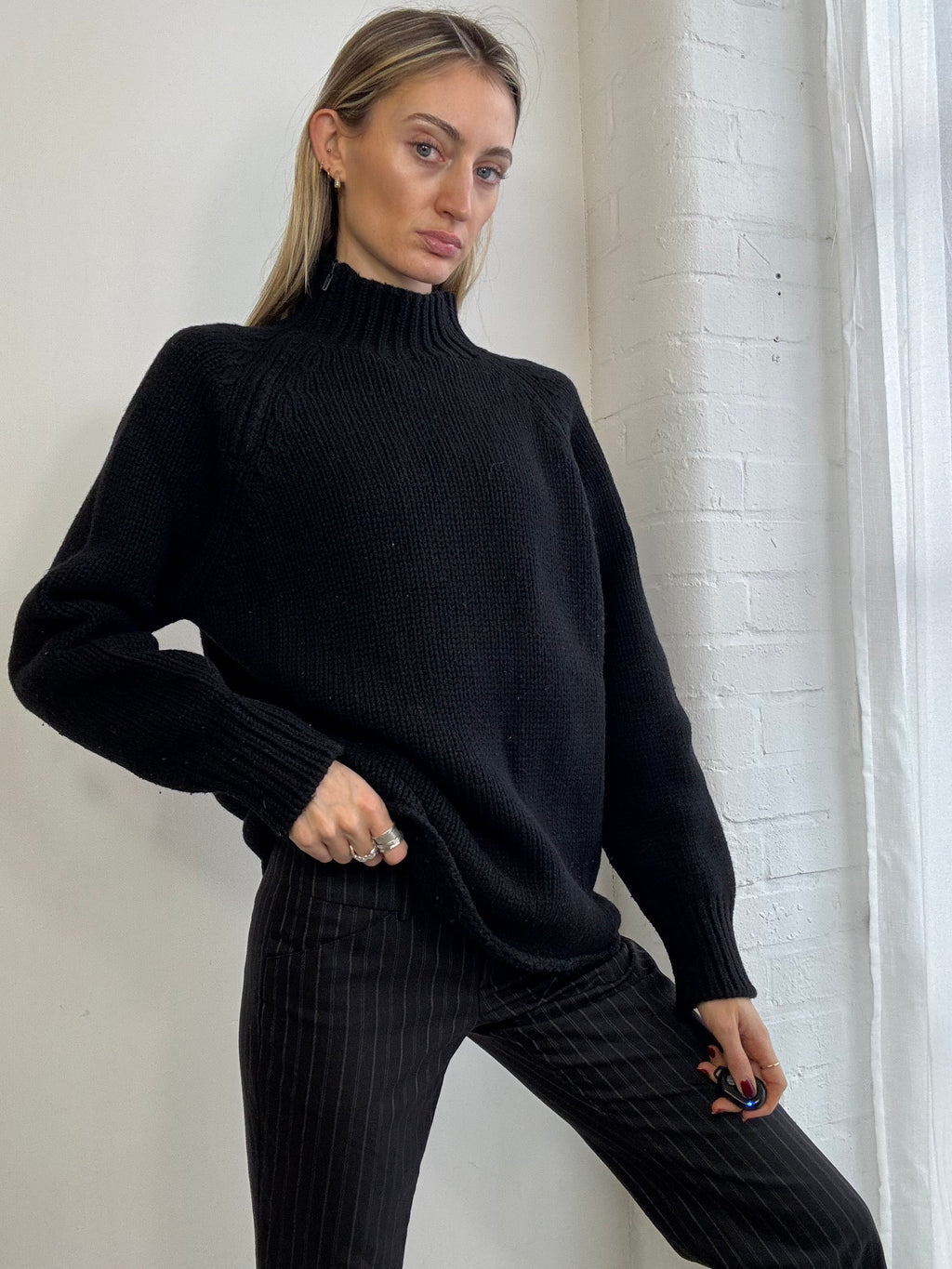Vintage Y2K wool sweater with asymmetric zip