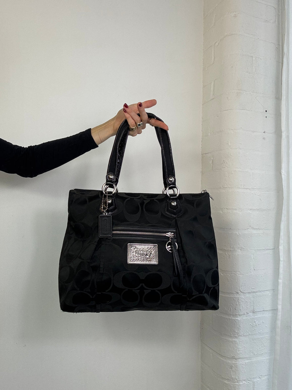 Vintage Y2K coach monogram shoulder bag black