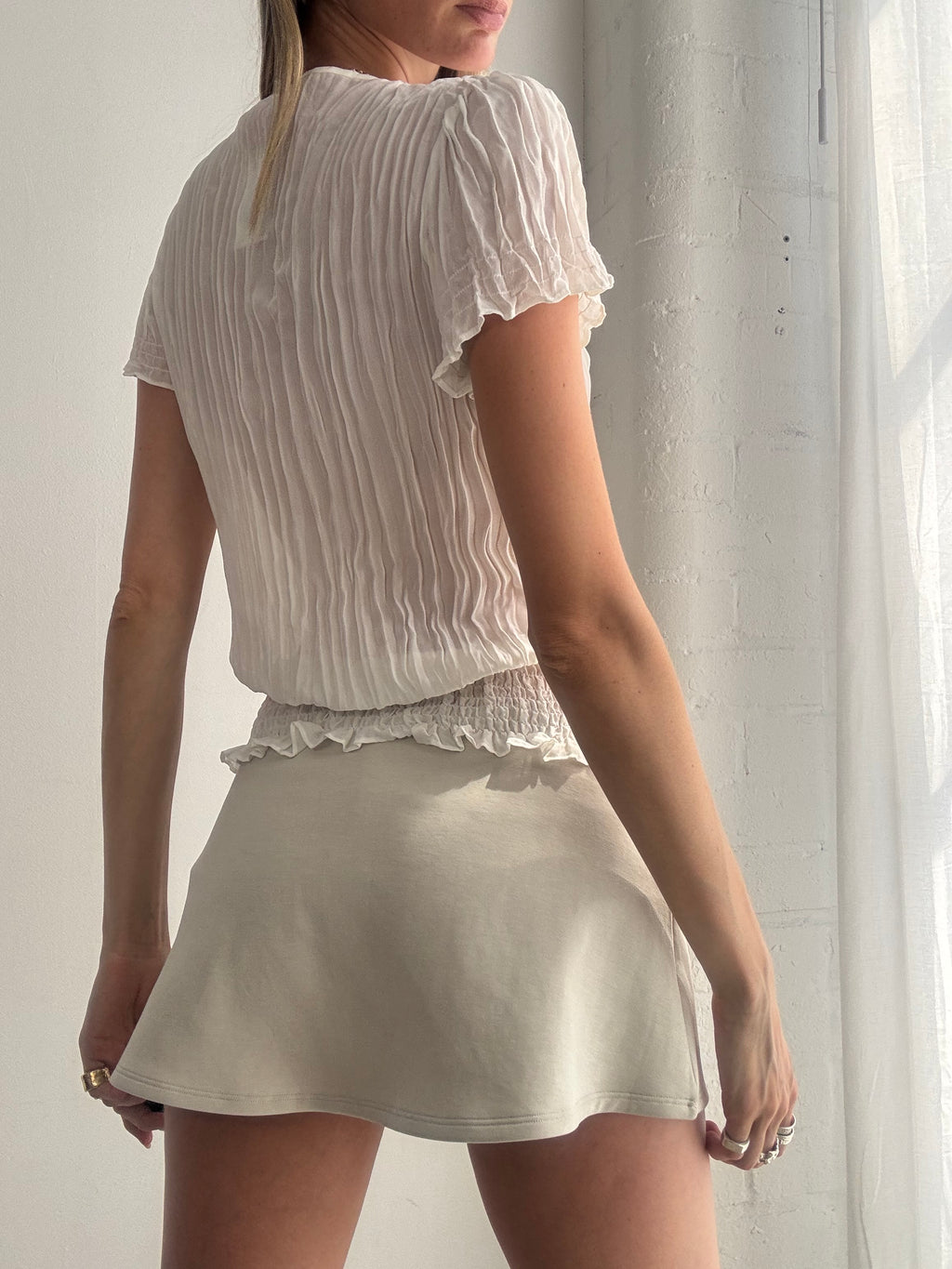 Vintage Y2K White Ruffle Blouse Coquette Fairy Romantic - Size S