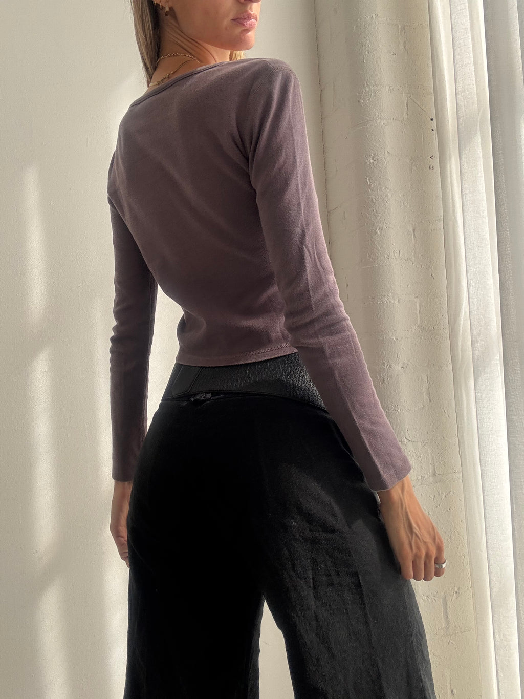 Vintage Y2K Mauve Purple Fitted Cardigan Top - Size XS