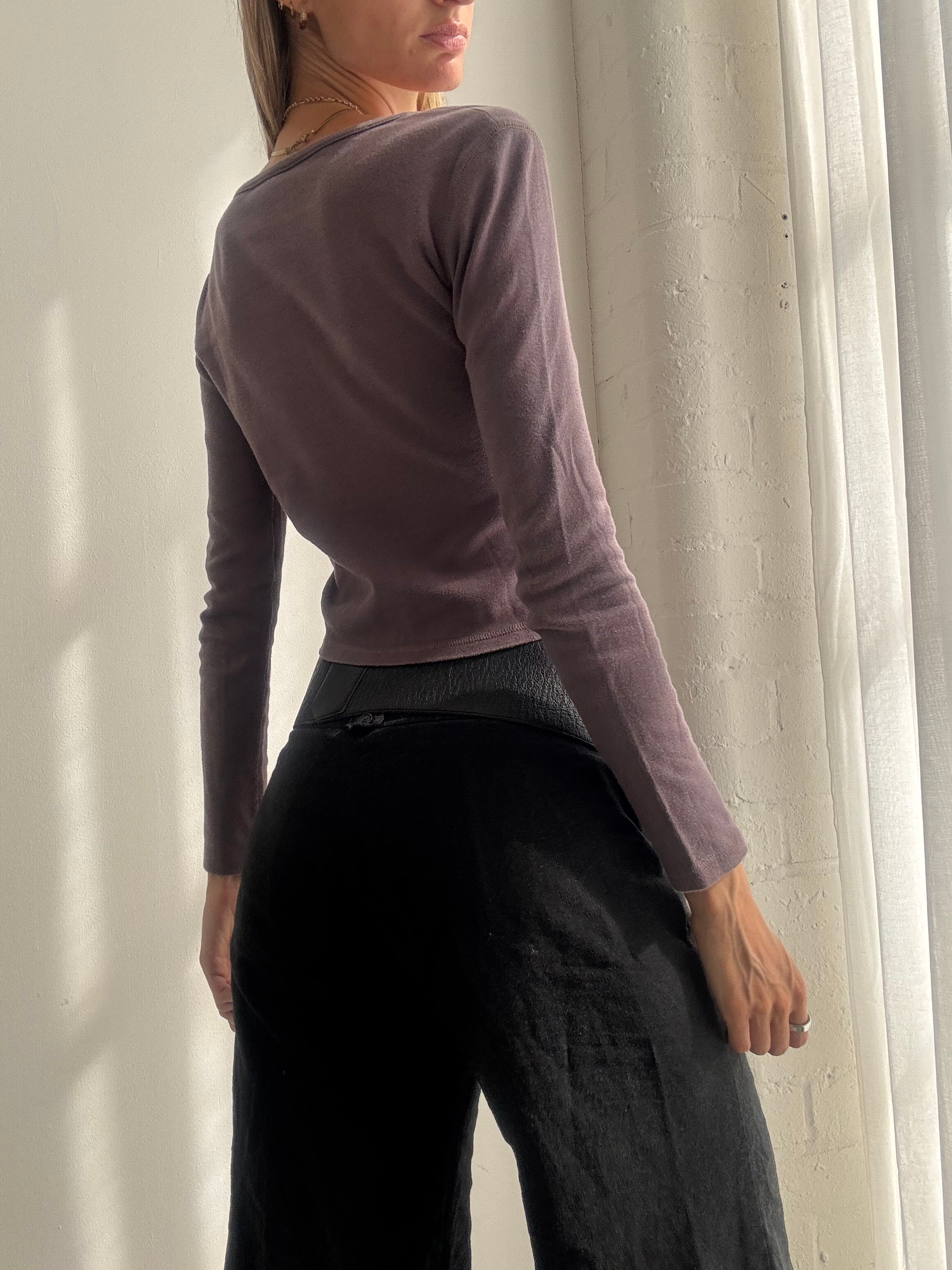 Vintage Y2K Mauve Purple Fitted Cardigan Top - Size XS