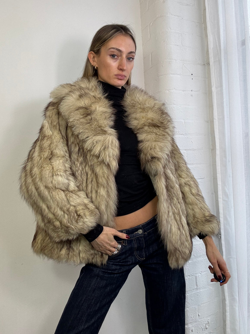 Vintage 90s fox fur coat