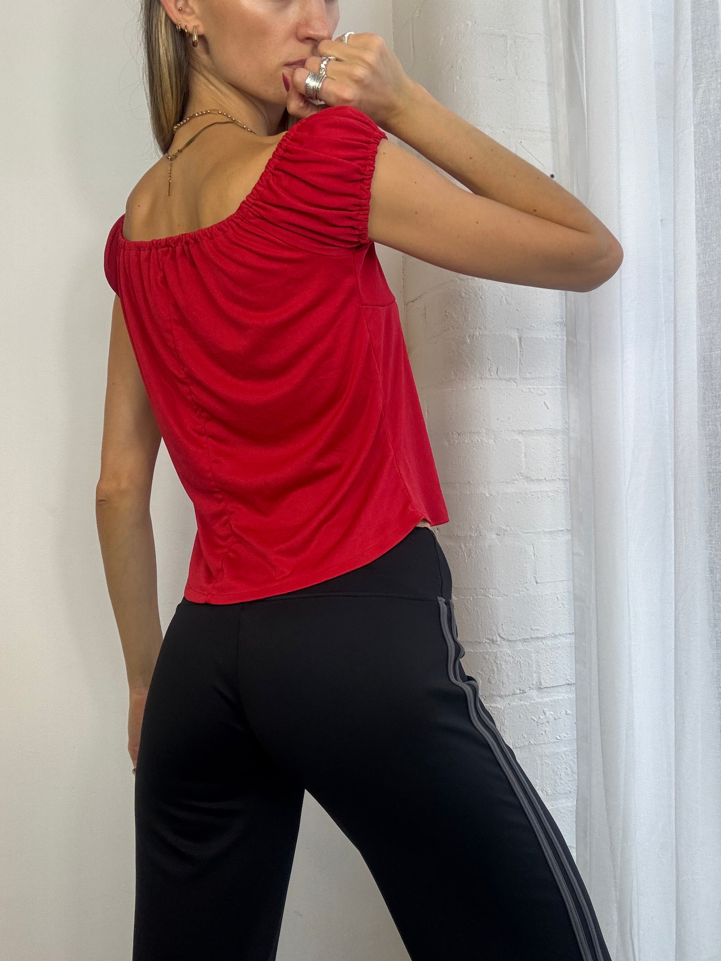 Vintage Y2K red off the shoulder top