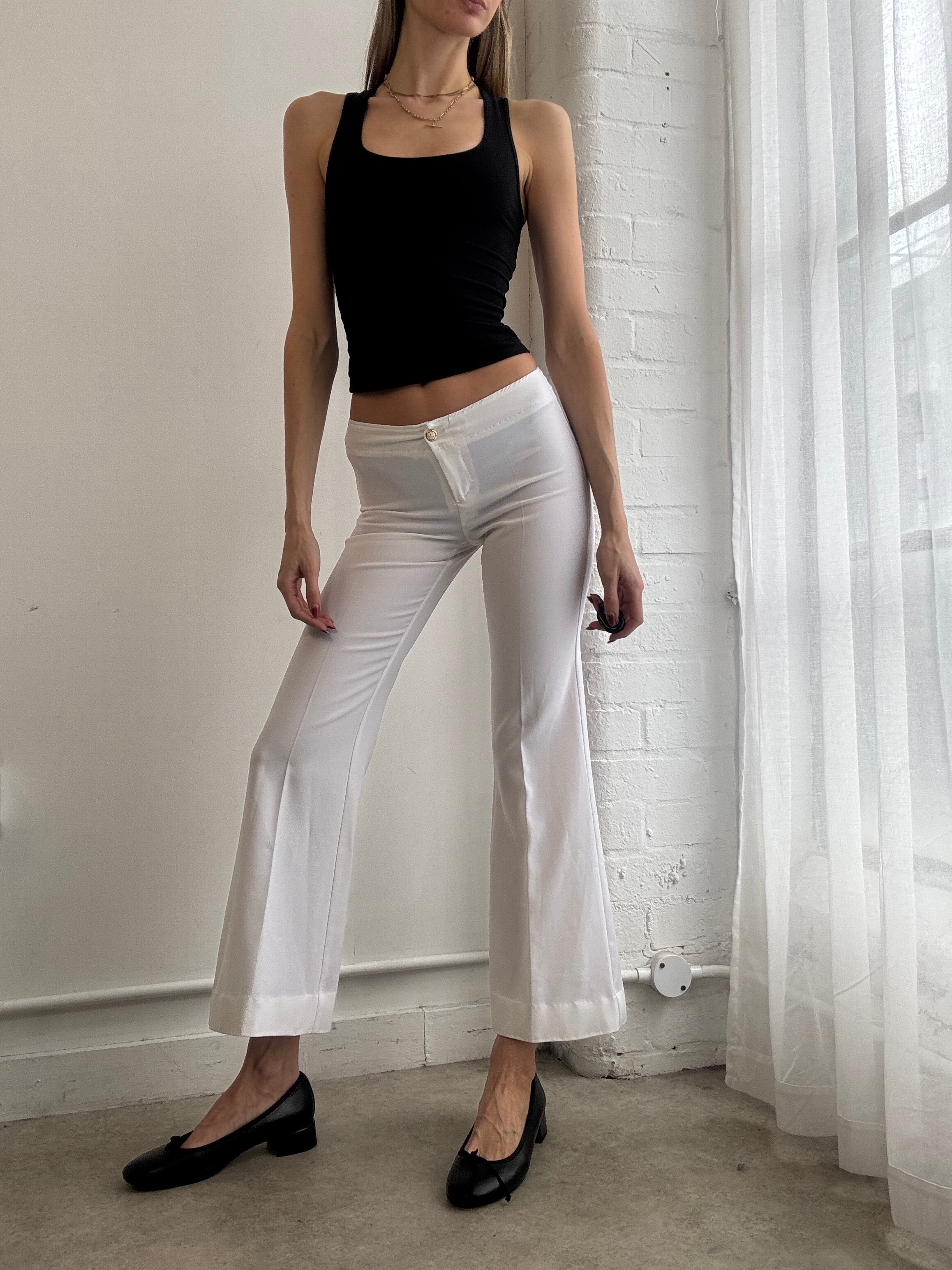Vintage Y2K white tailored low rise flared trousers