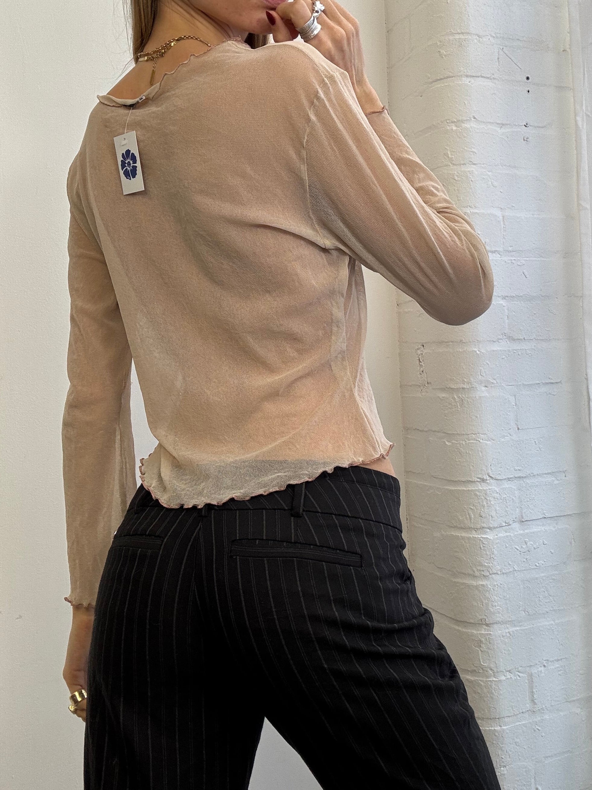 Vintage Y2K sheer mesh long sleeve top
