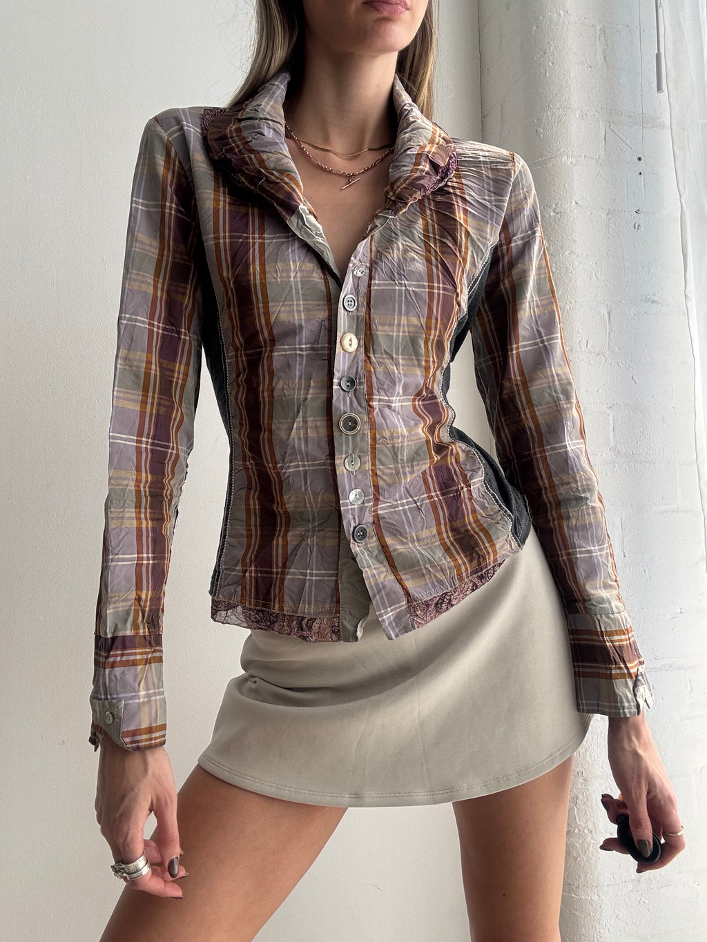 Vintage Y2K plaid fitted shirt - Size S