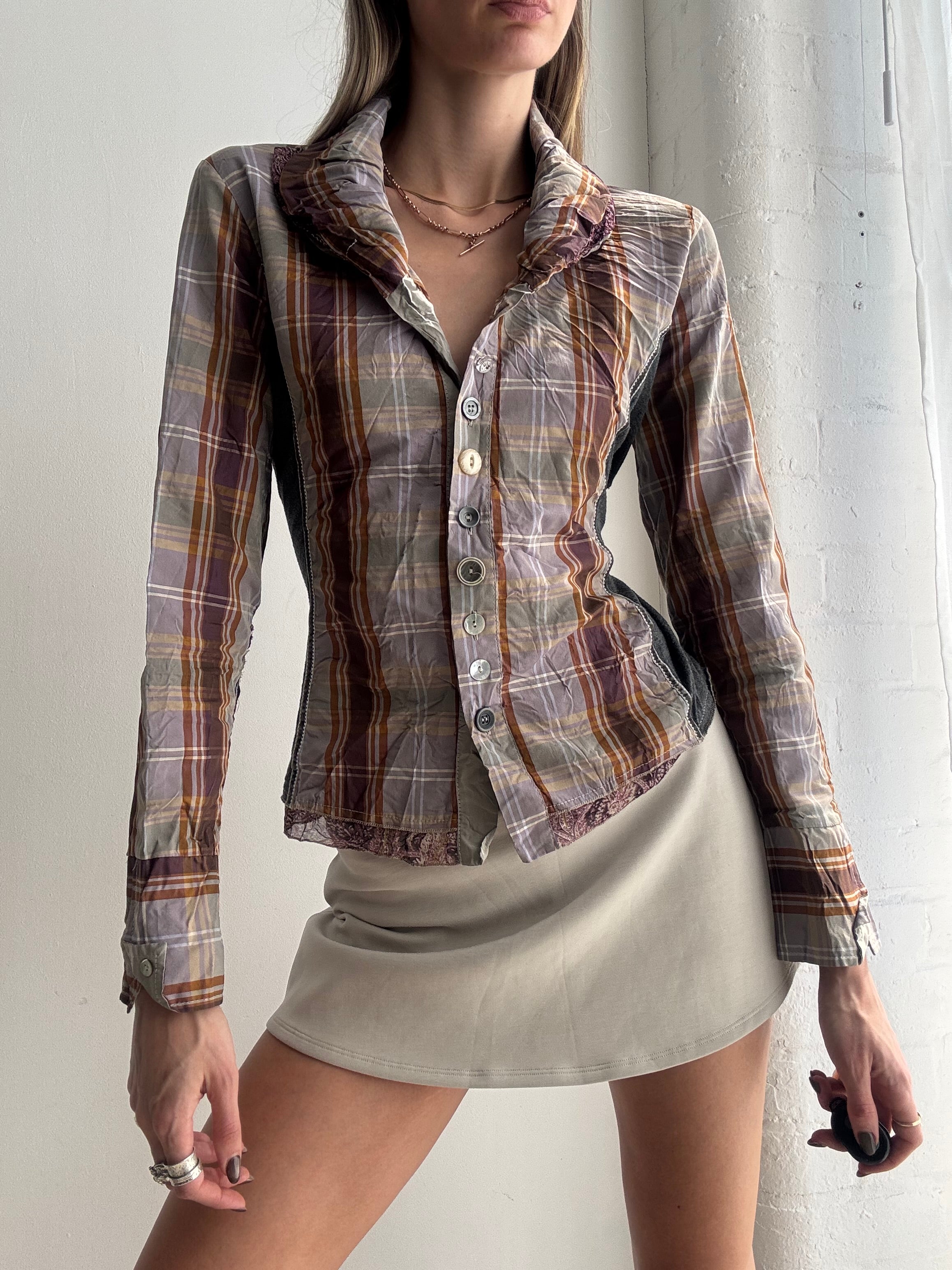 Vintage Y2K plaid fitted shirt - Size S