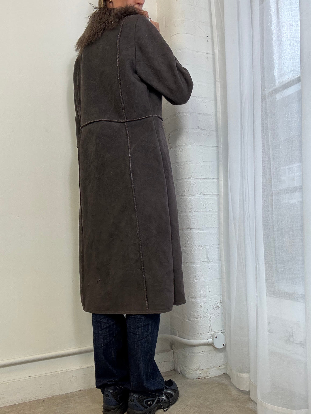 Vintage Y2K penny lane Mongolian fur coat brown