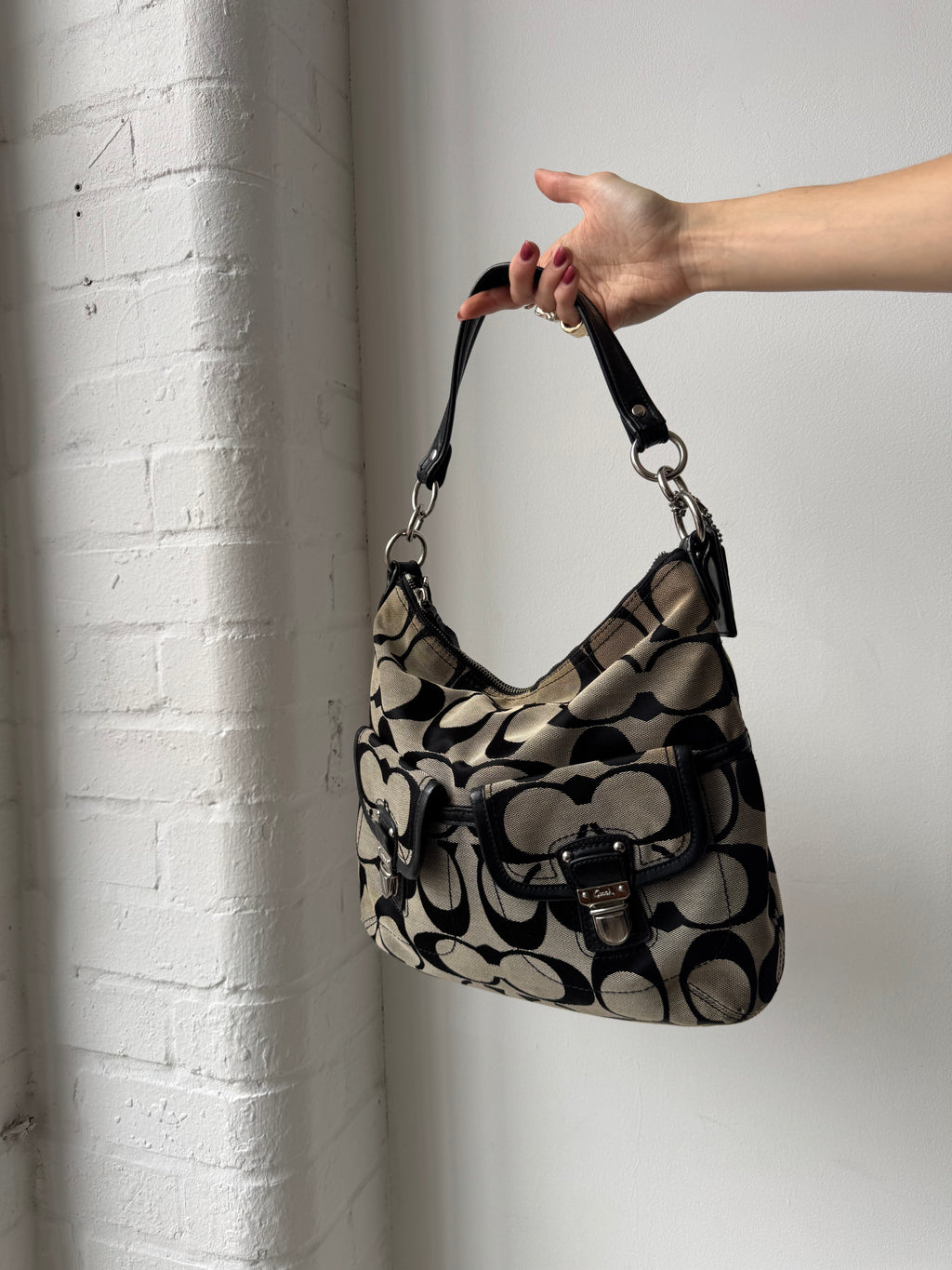 Vintage Y2K coach monogram shoulder bag black