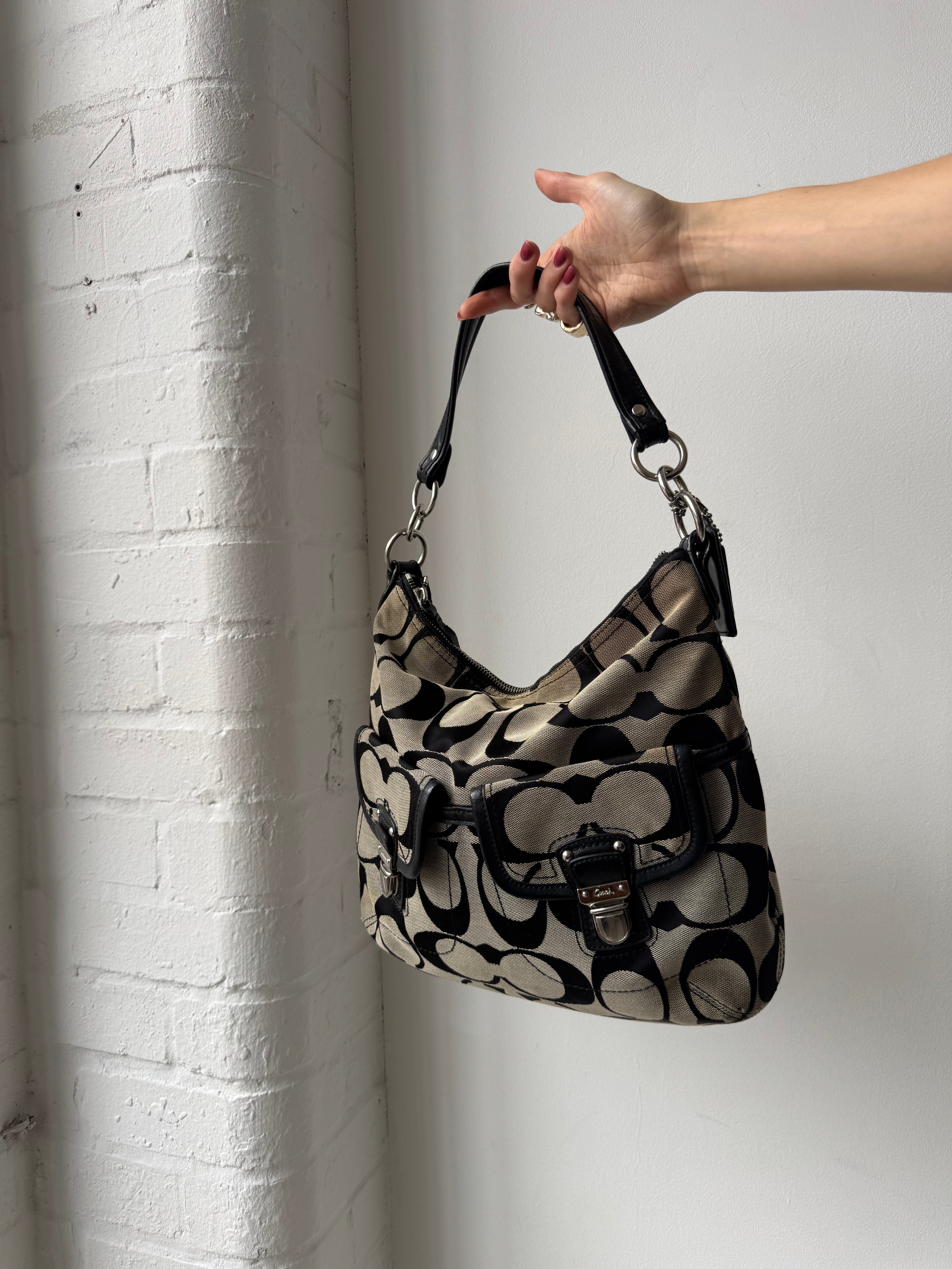 Vintage Y2K coach monogram shoulder bag black