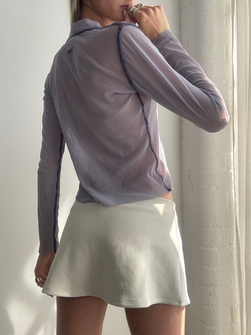 Jean Paul Gaultier Maille Sheer Lilac Mesh Y2K Cardigan Top - Size M