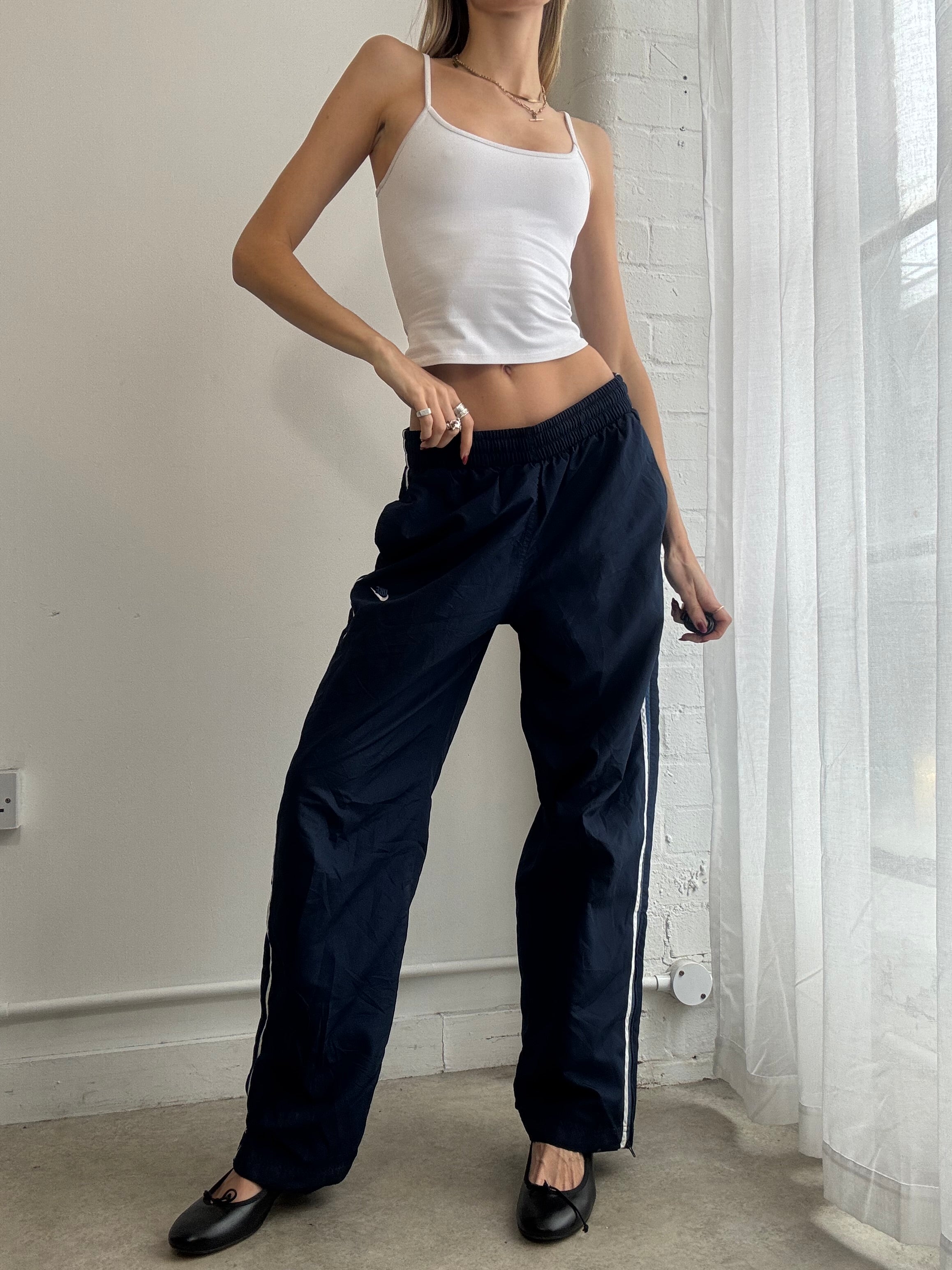 Vintage Y2K Nike navy blue wide leg track trousers
