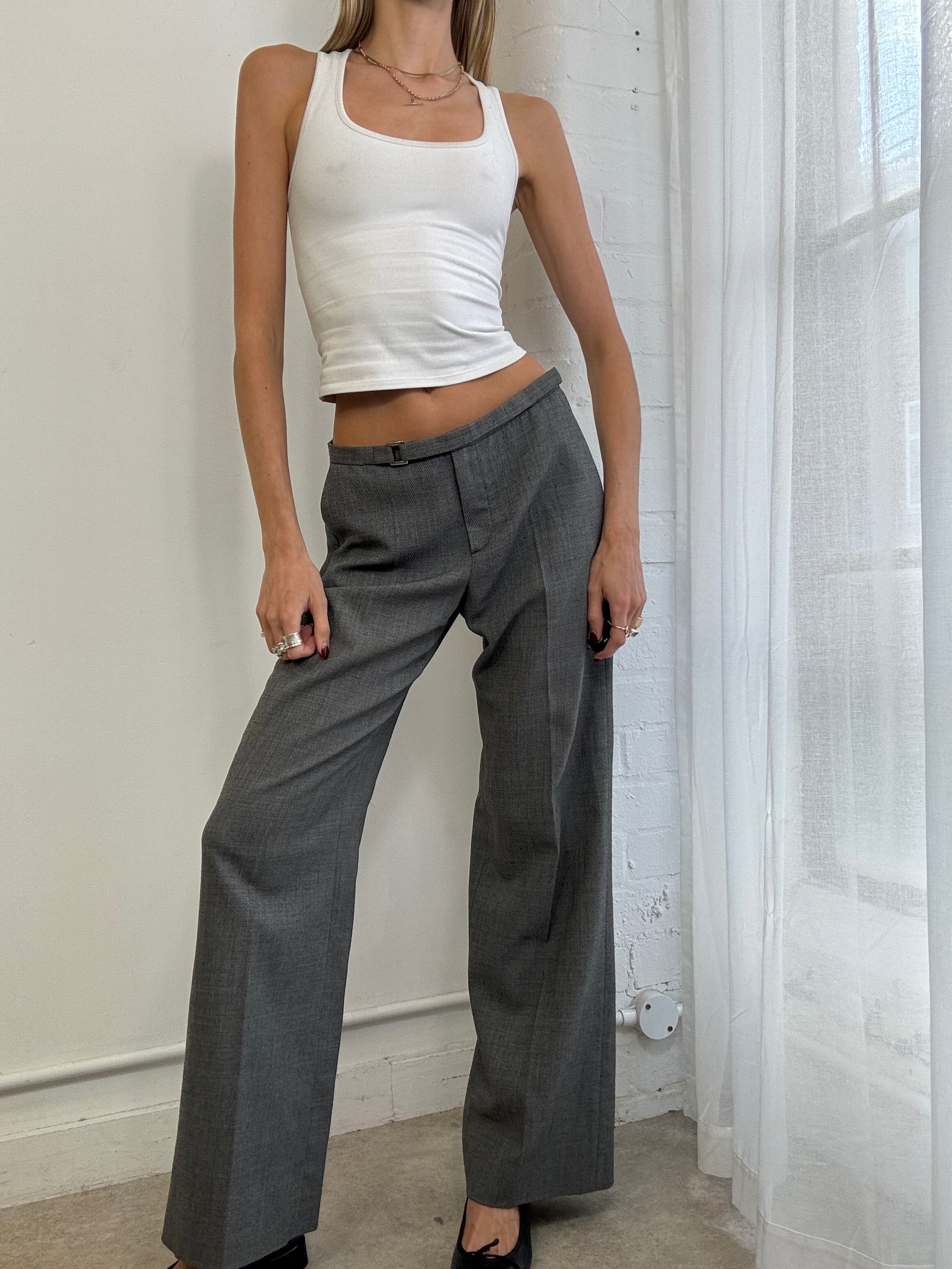 Vintage Y2K low rise grey suit pants