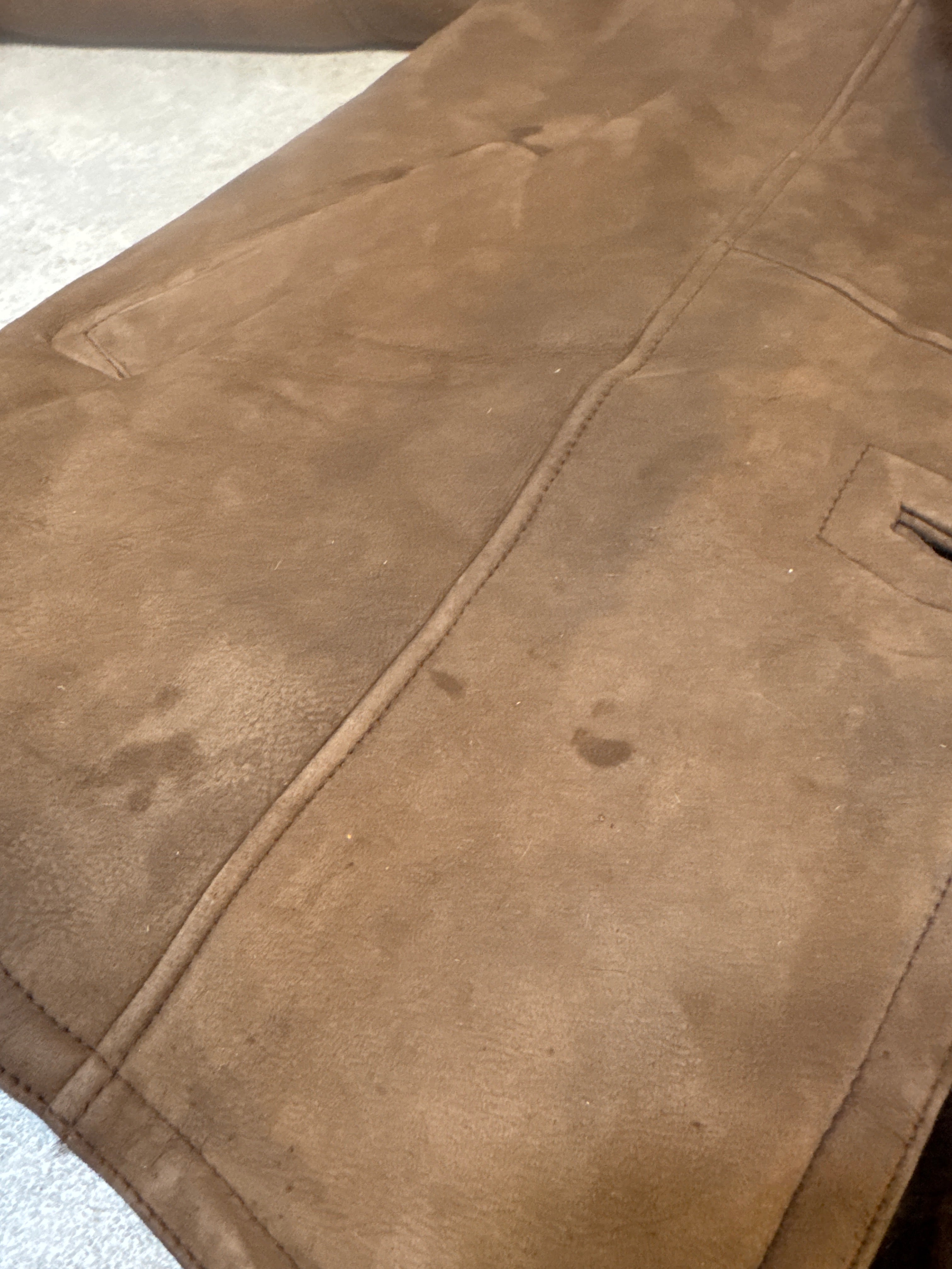 Vintage 90s sheepskin coat with fox fur trim