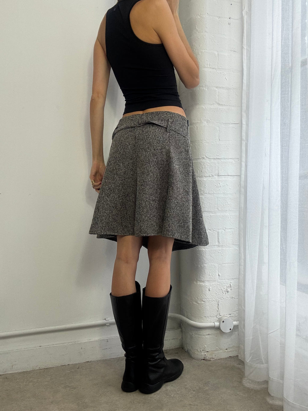Vintage Y2K grey woven midi skirt office