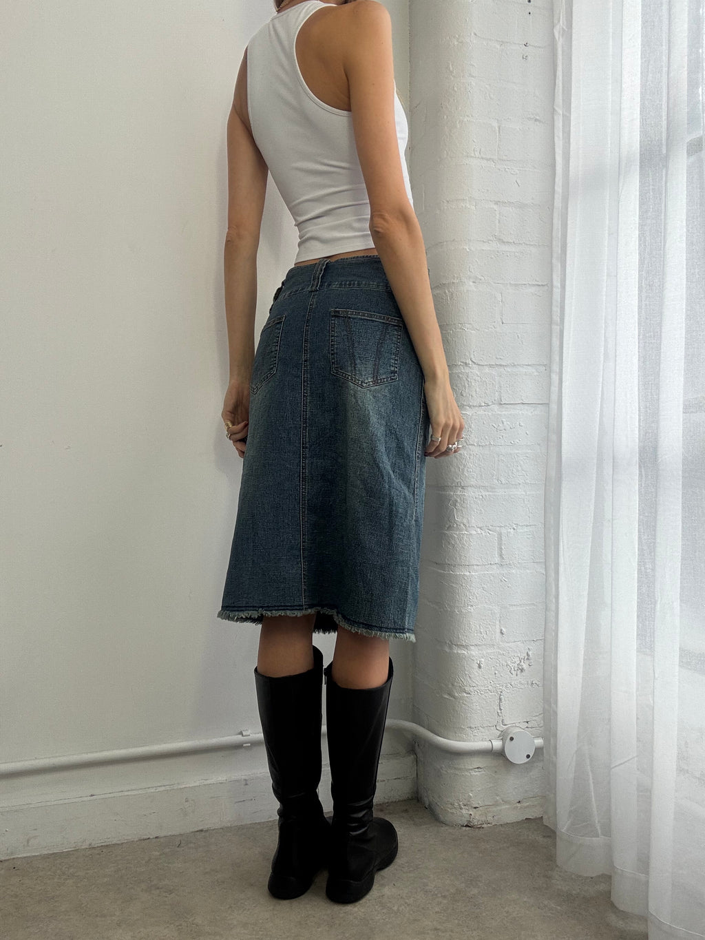 Vintage Y2K denim midi skirt