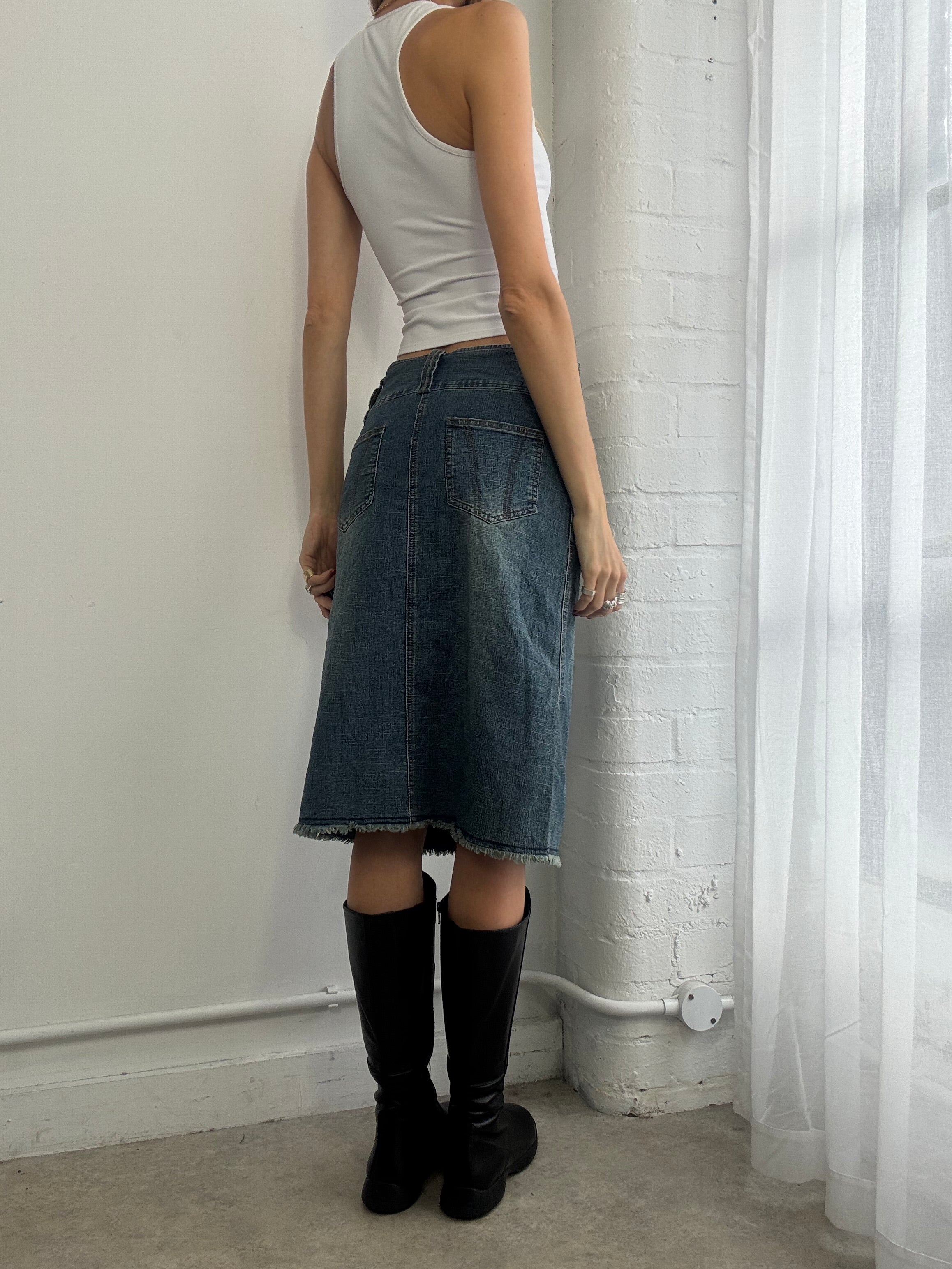 Vintage Y2K denim midi skirt
