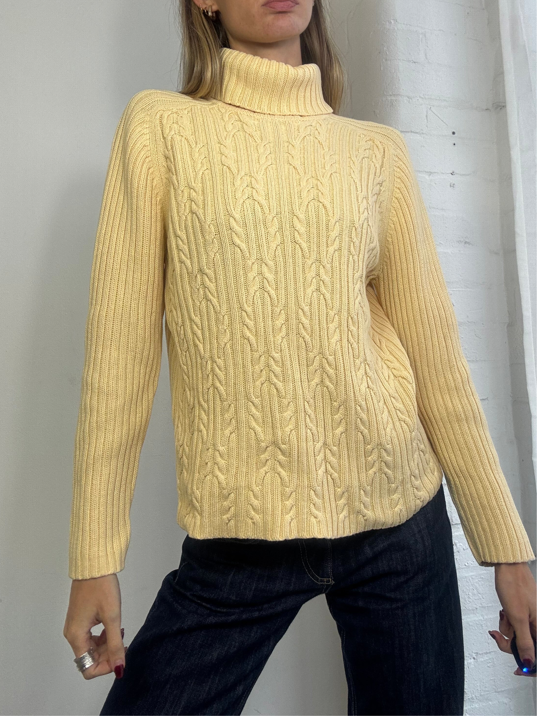 Vintage butter yellow cable knit jumper