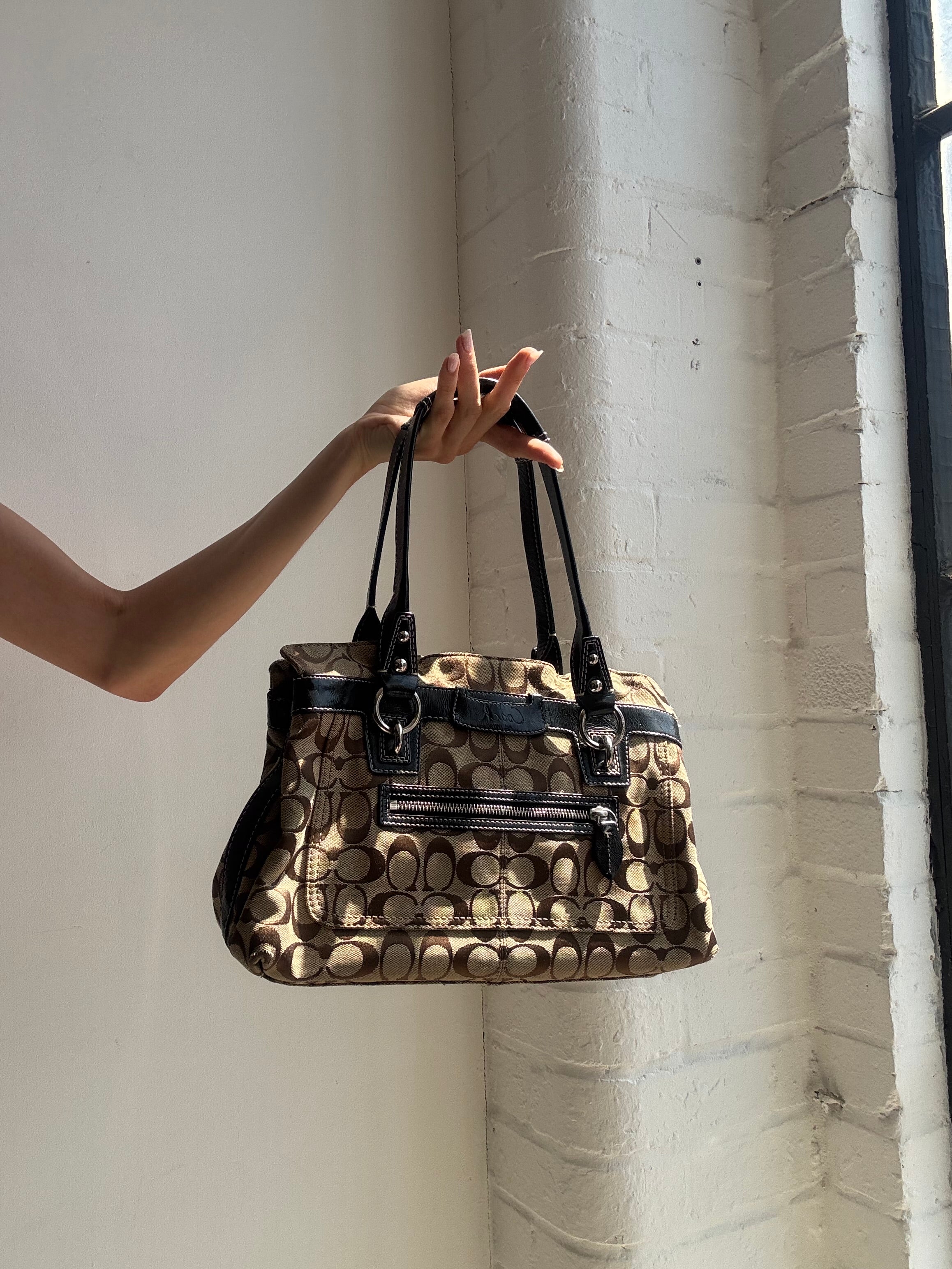 Vintage Y2K Coach Signature Shoulder Bag Brown