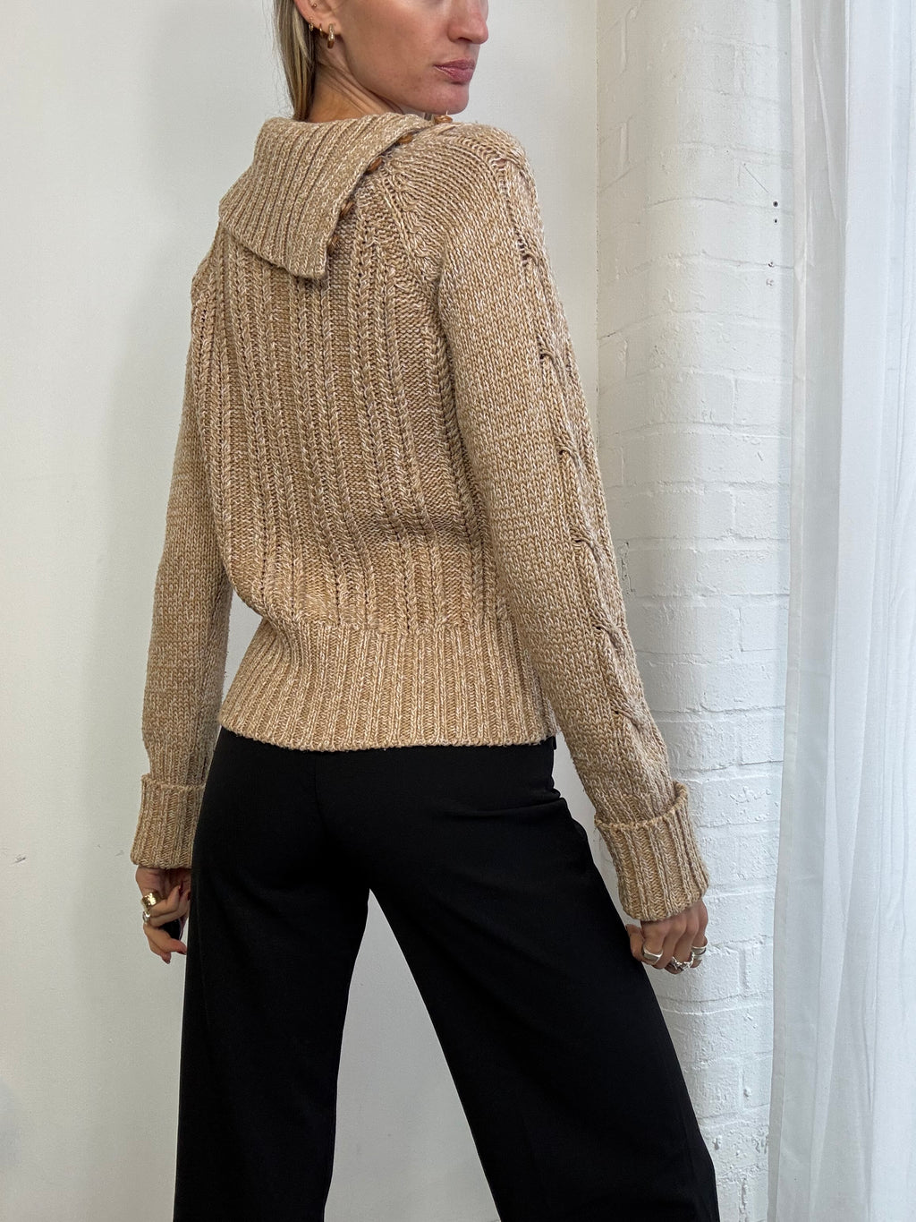 Vintage Y2K asymmetric cable knit jumper