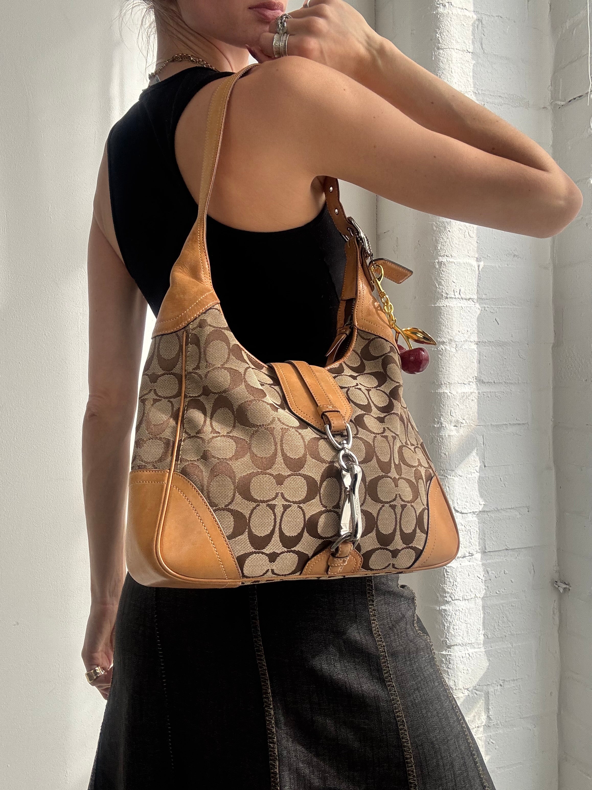 Vintage Y2K Coach monogram shoulder bag with charm
