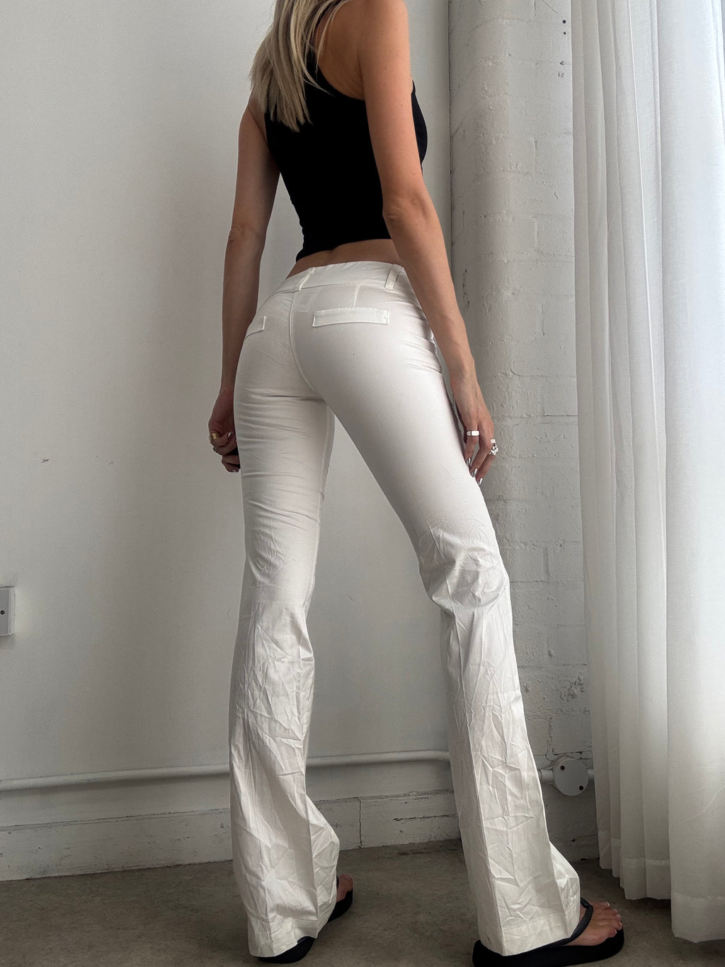 Vintage Y2K Killah  White Low Rise Flared Trousers – Stretch Bootcut Pants - Size XS