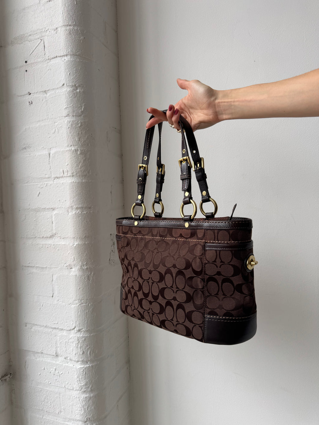 Vintage Y2K coach monogram shoulder bag brown