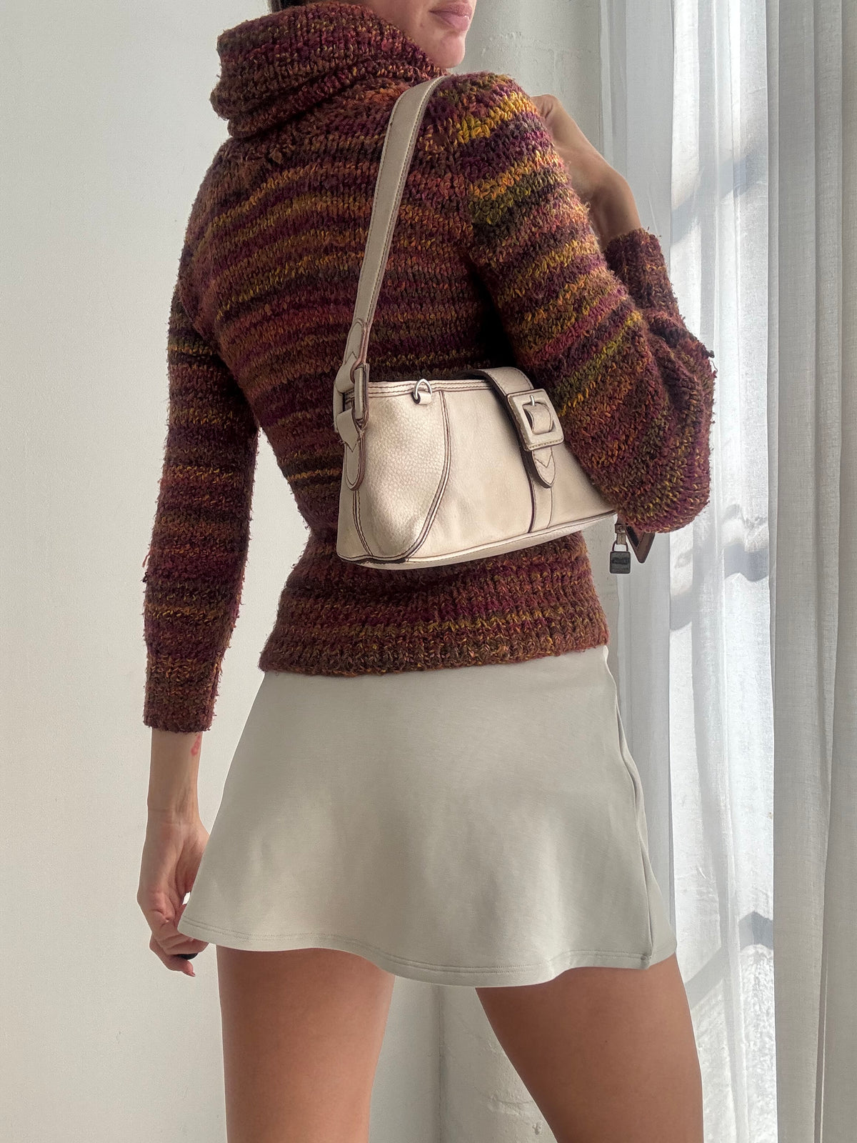 Vintage Y2K Multicolour Roll Neck Knit Jumper - Size S