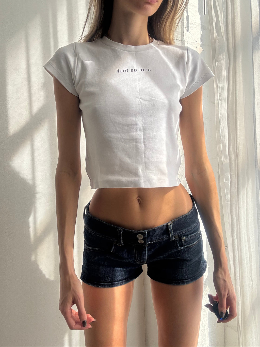 Vintage Y2K FCUK white slogan baby tee - Size S