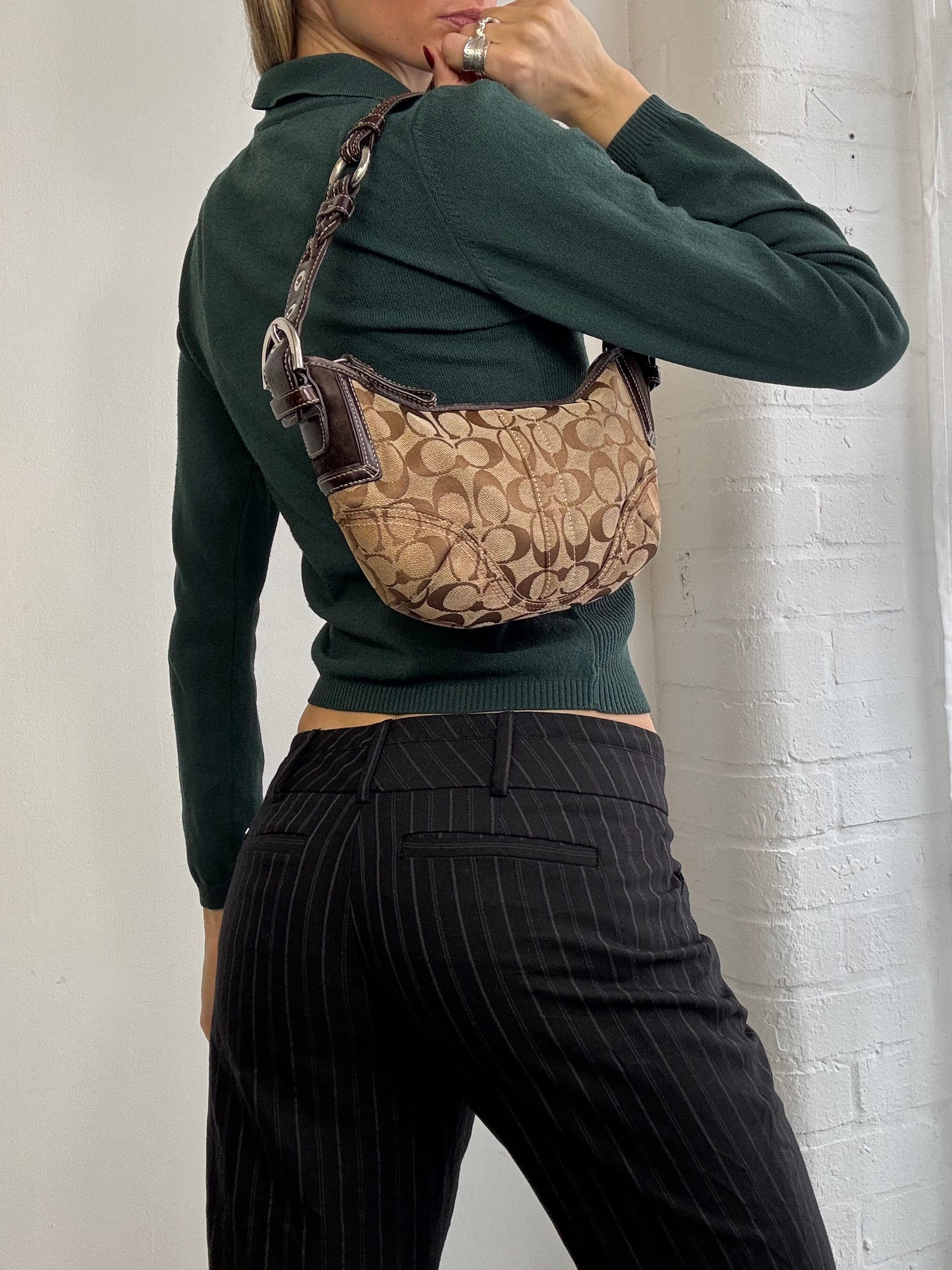 Vintage Y2K zip up ribbed jumper green