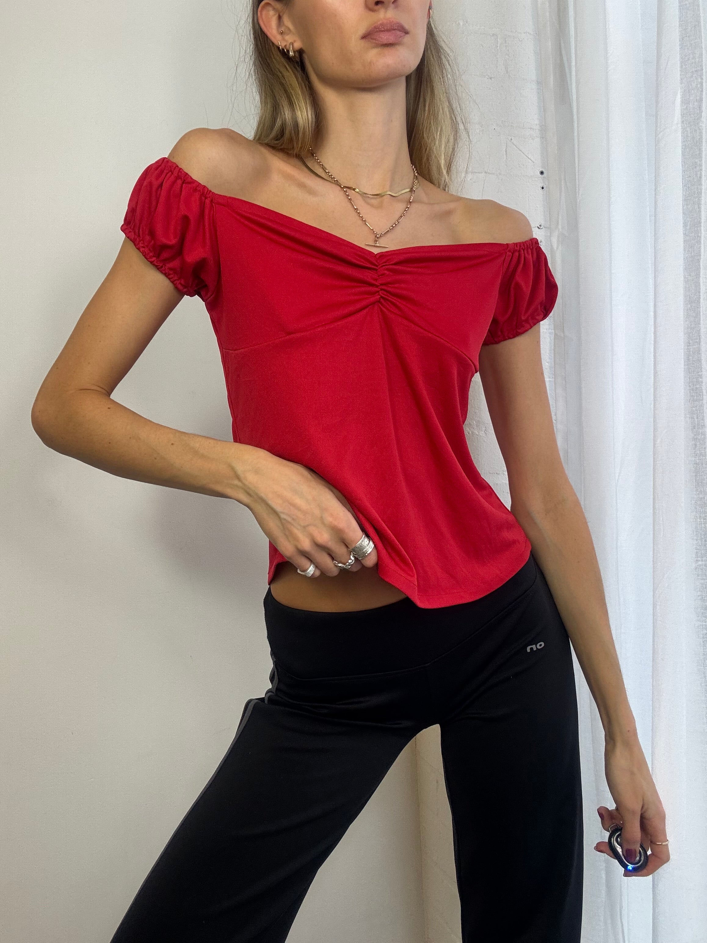 Vintage Y2K red off the shoulder top