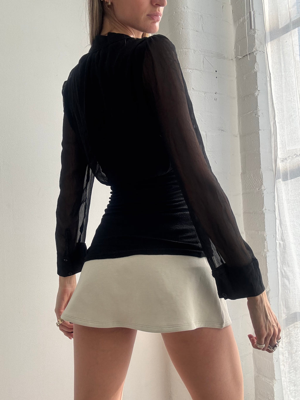 Vintage Y2k Mesh Ruffle Blouse