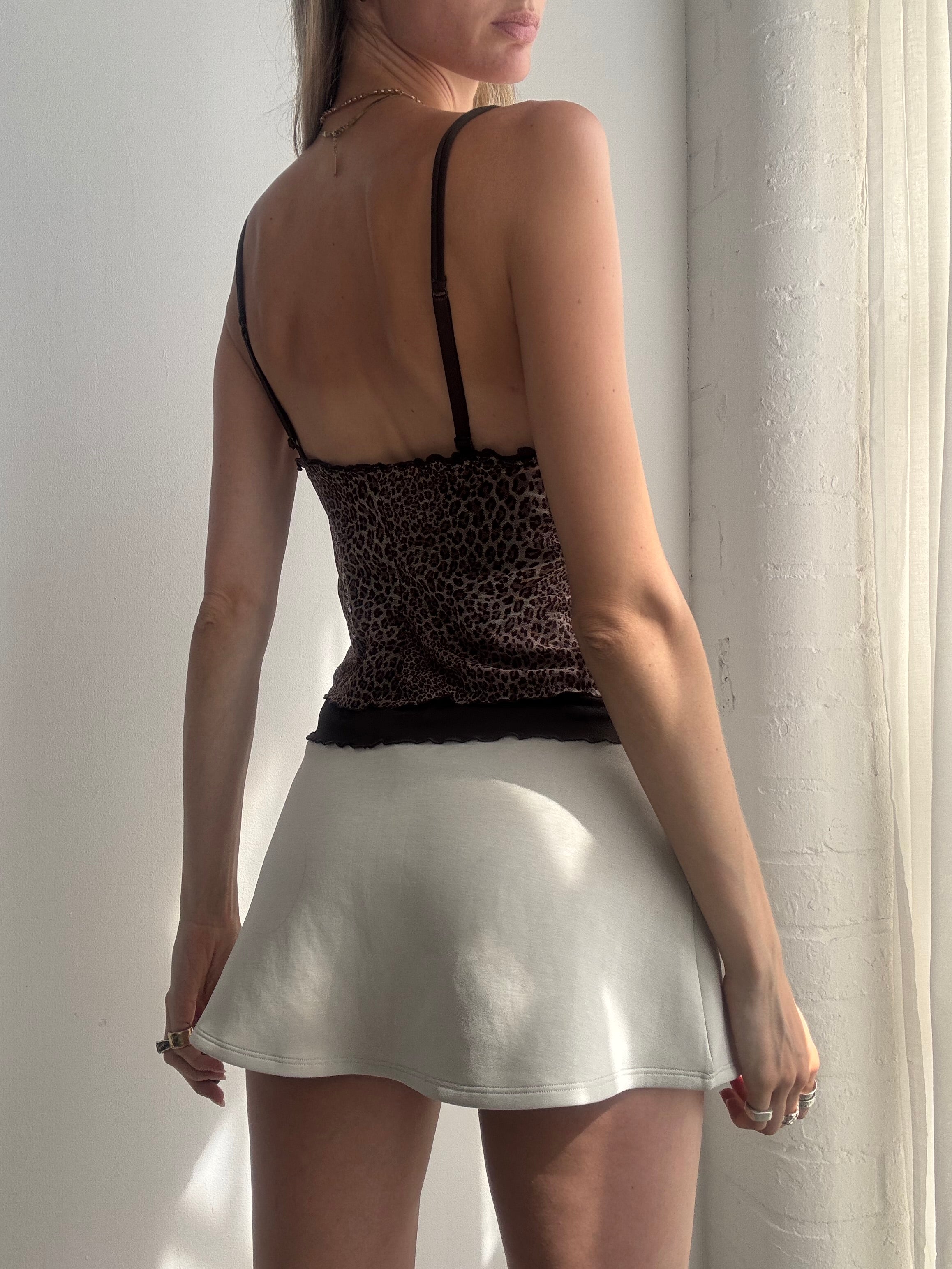 Vintage Y2K Intimissimi Brown Leopard Print Mesh Cami Top - Size S/M