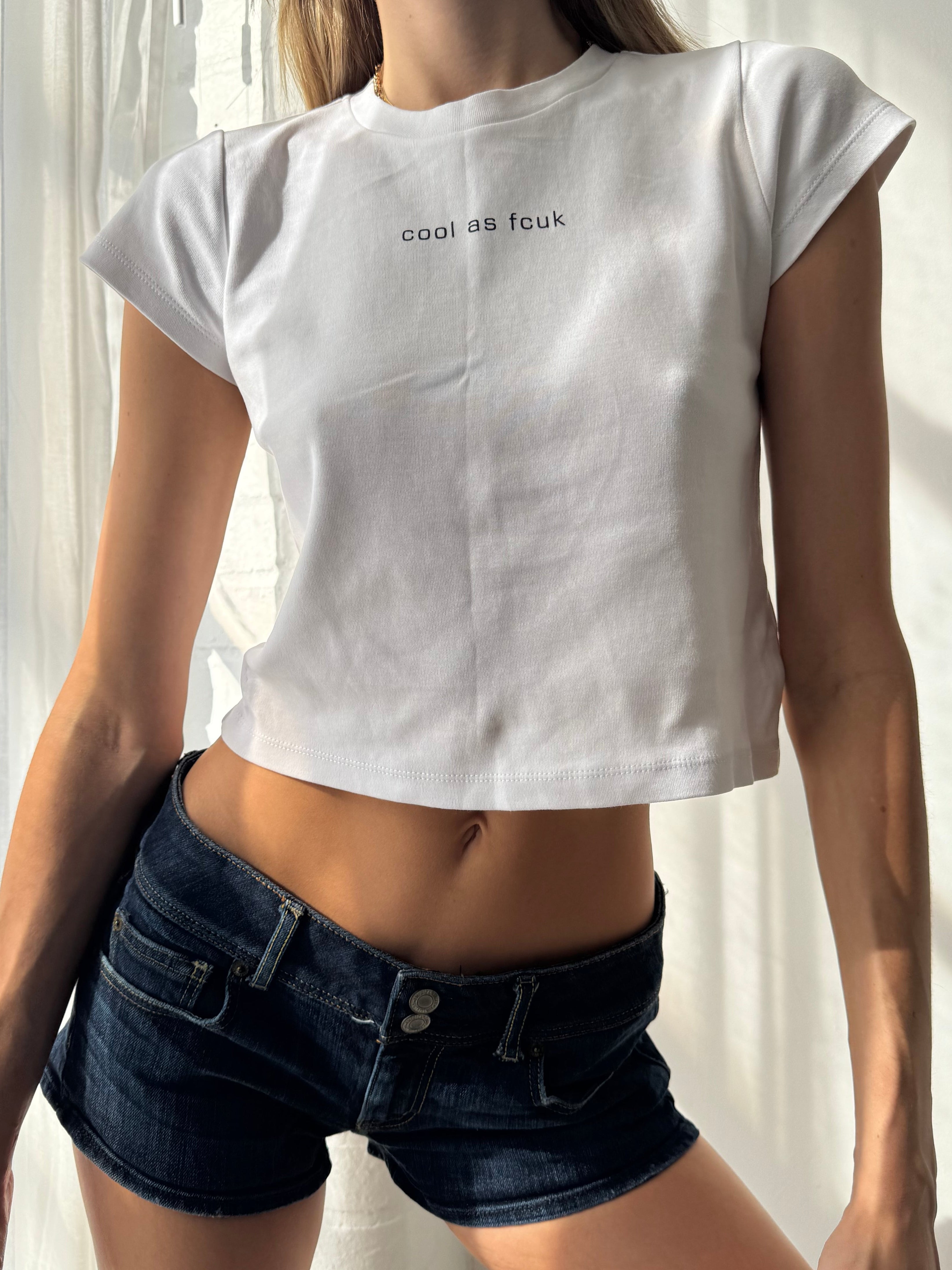 Vintage Y2K FCUK white slogan baby tee - Size S