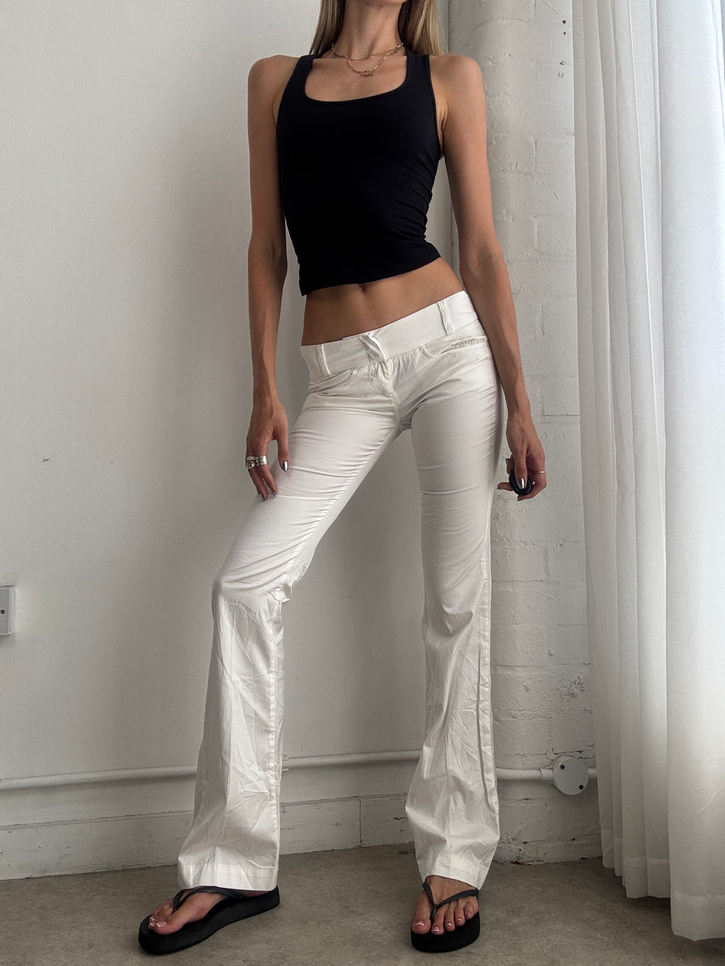 Vintage Y2K Killah  White Low Rise Flared Trousers – Stretch Bootcut Pants - Size XS