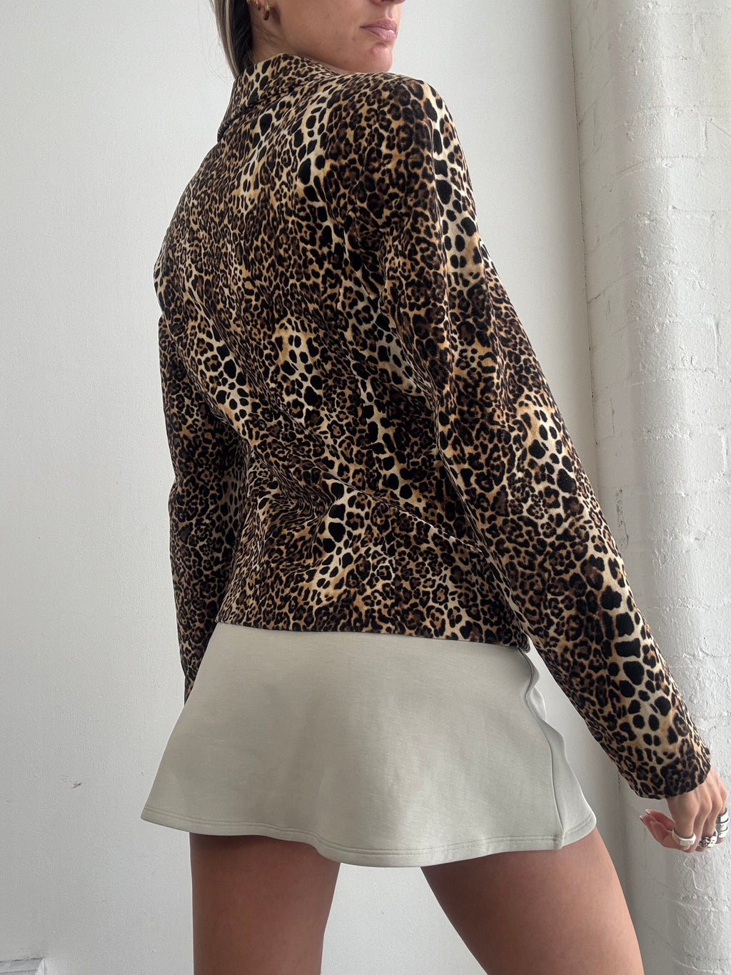 Vintage Y2K Leopard Print Fitted Blazer - Size M