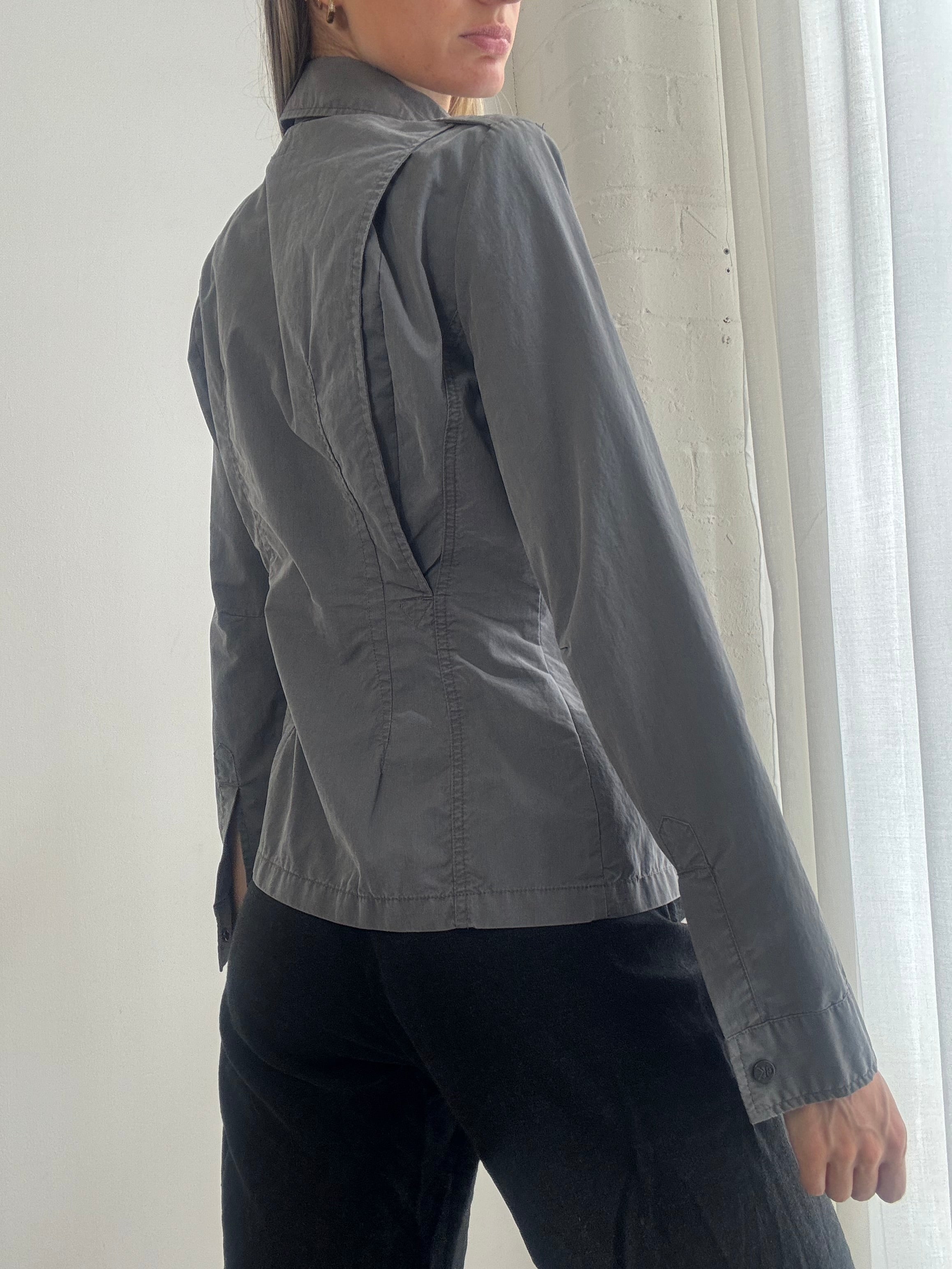 Vintage Y2K Calvin Klein Grey Utility Jacket – Lightweight Military Cargo Shirt Jacket - Size S