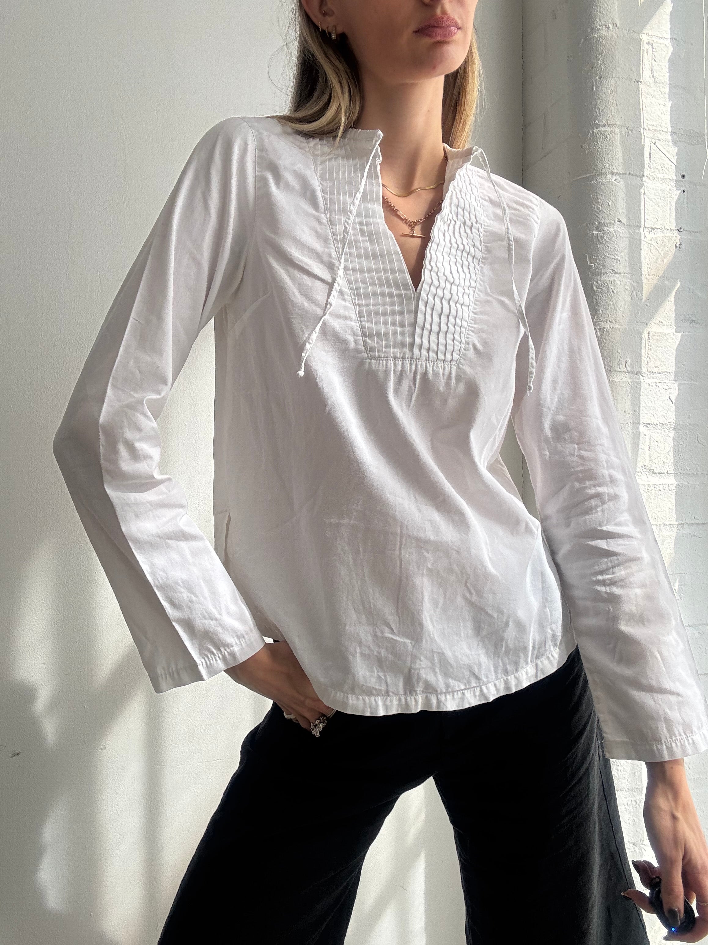 Vintage Y2K Woolrich white cotton boho peasant blouse - Size S