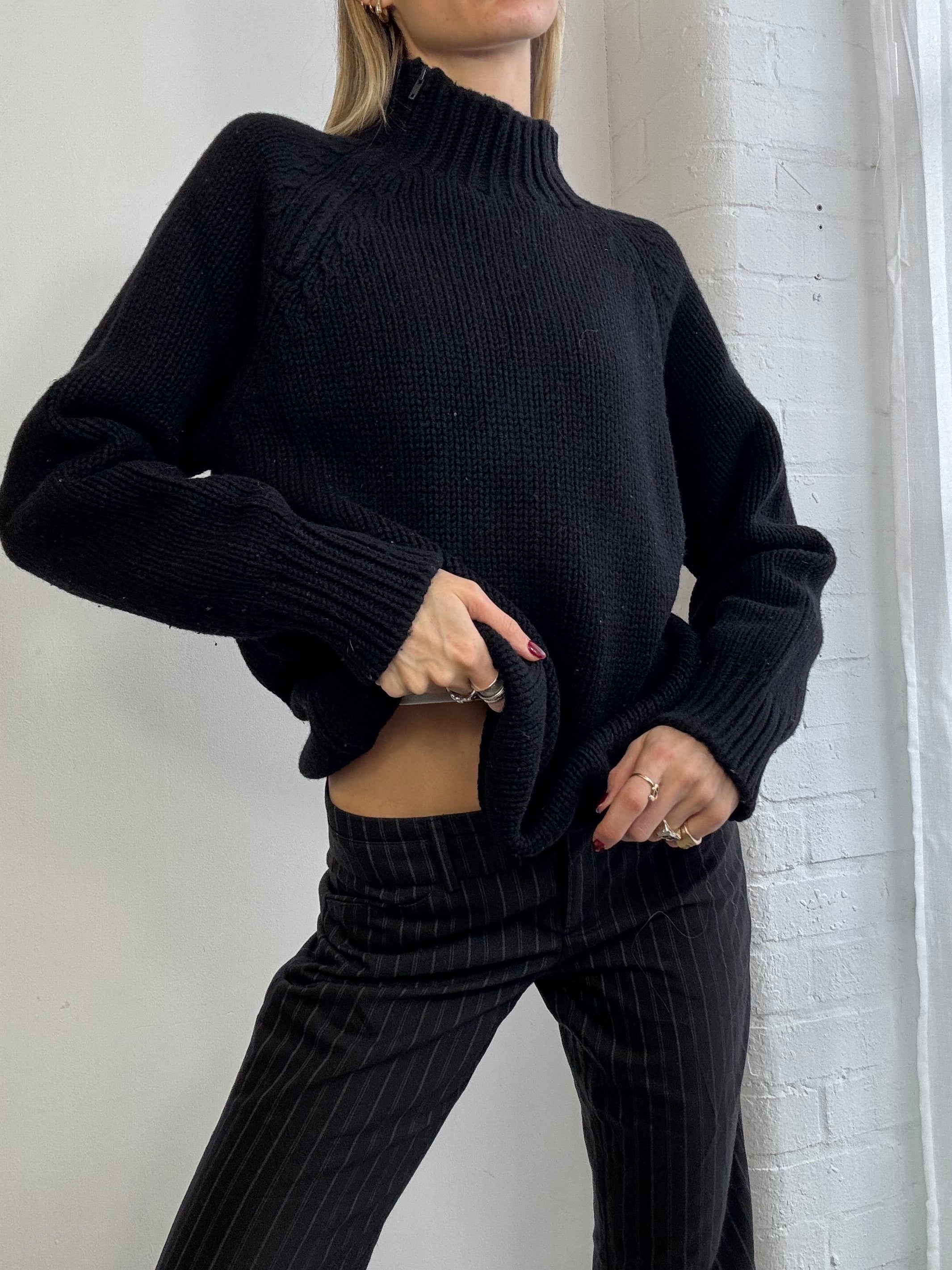 Vintage Y2K wool sweater with asymmetric zip
