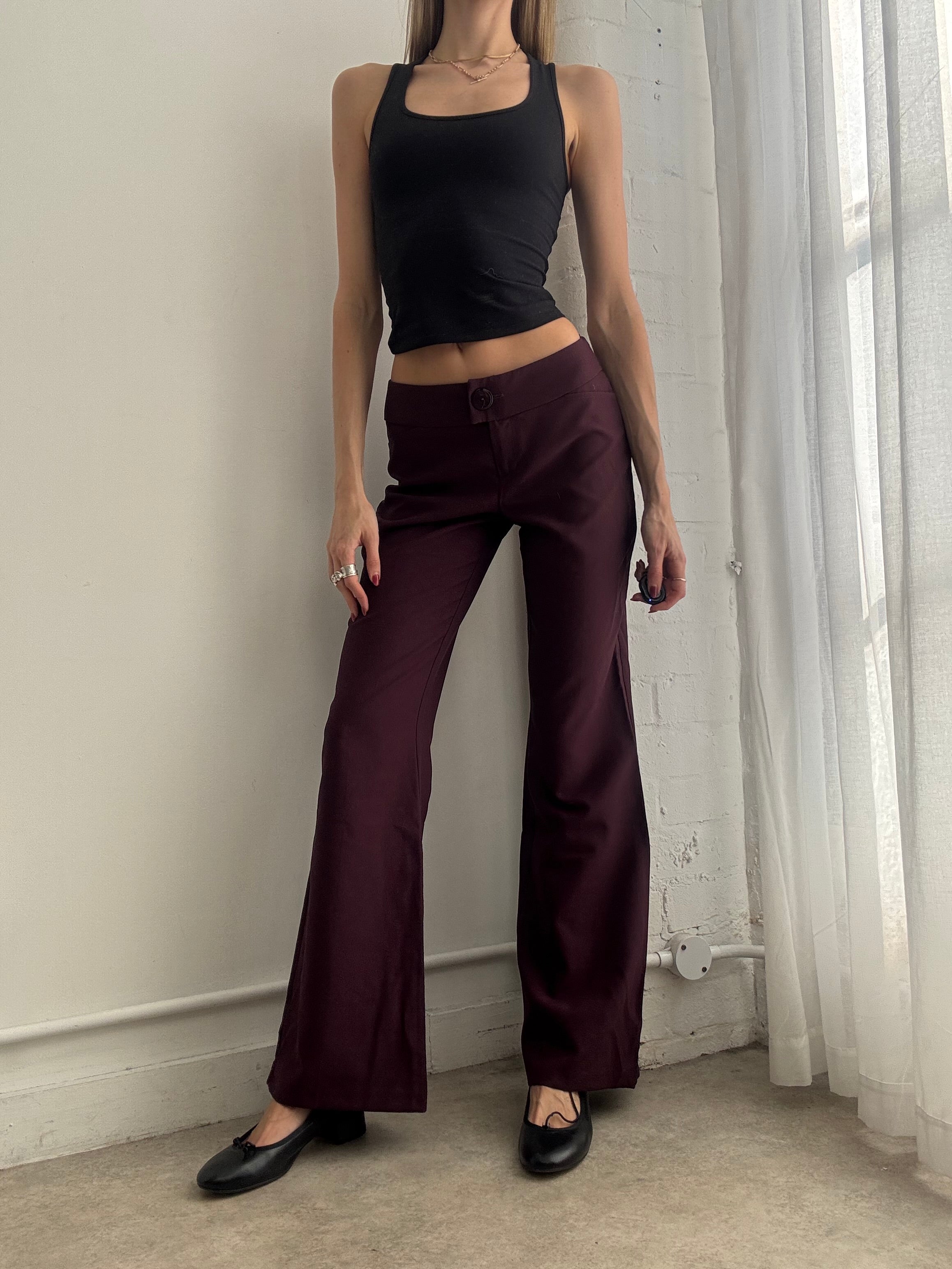 Vintage Y2K burgundy flared trousers